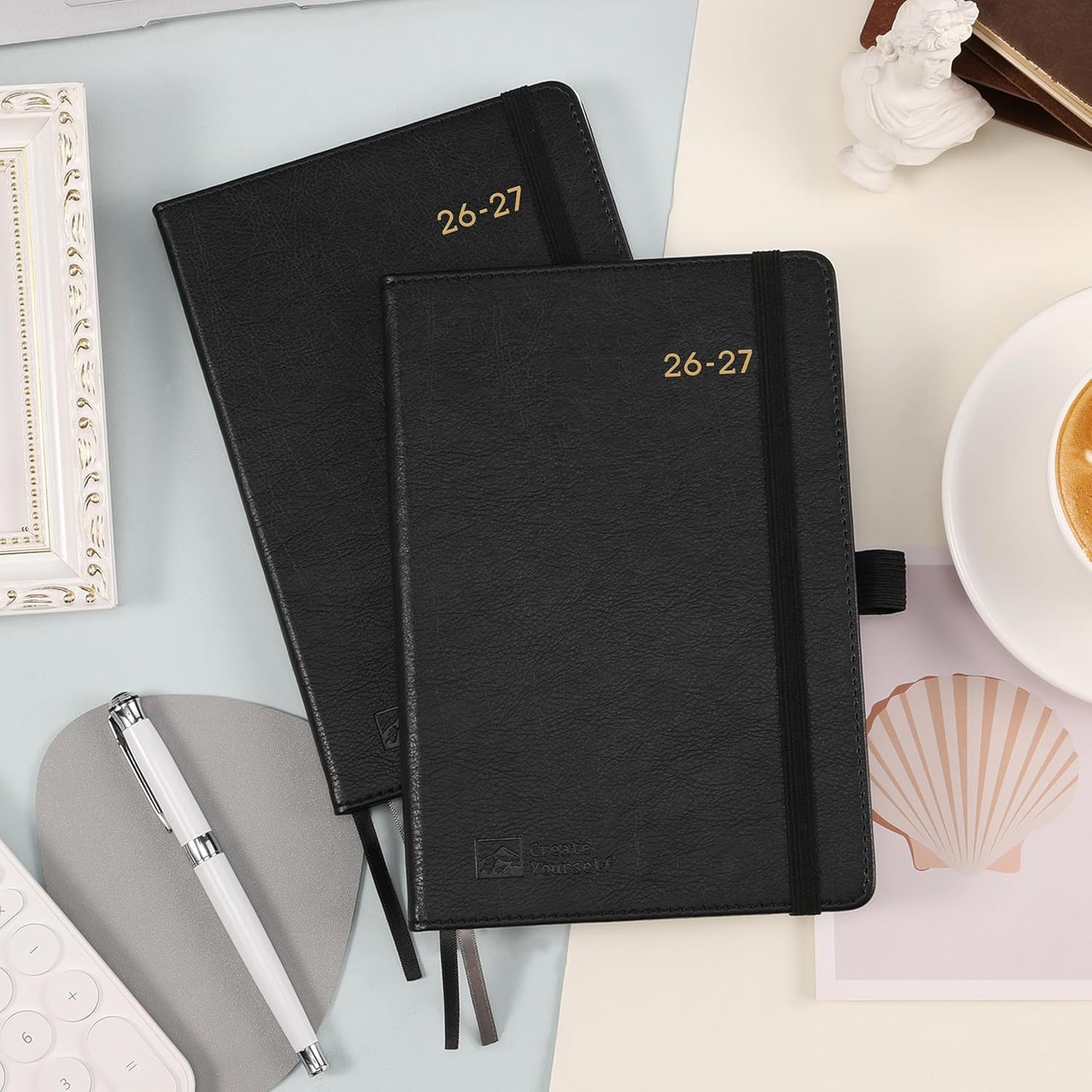 2026-2027 Planner - Academic Planner 2026-2027 Weekly Monthly Planner, July 2026 - June 2027, 5.7'' x 8.4'', Thick Paper, Leather Cover, Pen Holder, Back Pocket, Perfect Daily Organizer - Black