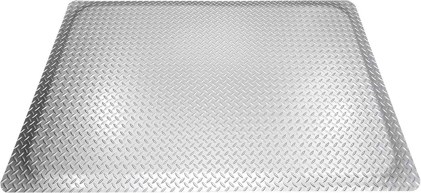 American Classic Diamond Plate Anti-Fatigue Gray Mat, Industrial Ergonomic Comfort Standing Mat for Work, Home, Garage, Office, 9/16" Thick, Free 16” x 18” x 0.75” Knee Pad, Made in USA (4'x6')