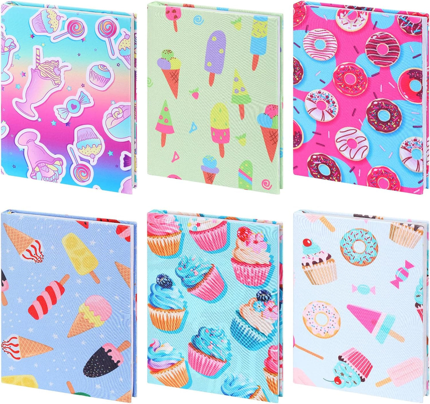6 Pack Stretchable Book Cover Jumbo Fabric Book Covers Colorful Pattern Print Book Protector Washable Reusable Protective Textbook Cover for Hardcover Textbooks up to 9 x 11 Inch (Dessert Pattern)