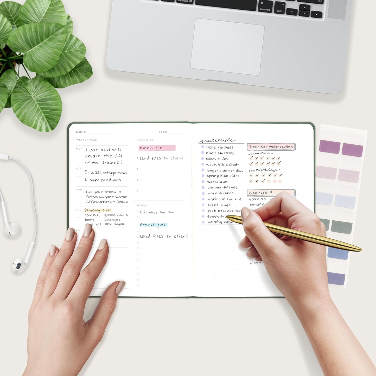 And Per Se Undated Academic Planner, A5 Weekly Calendar Planner, 72 Weeks Hardcover to Track Goals, Teacher Student Planning Book with Monthly Tab Stickers & Back Pocket (Light Green)