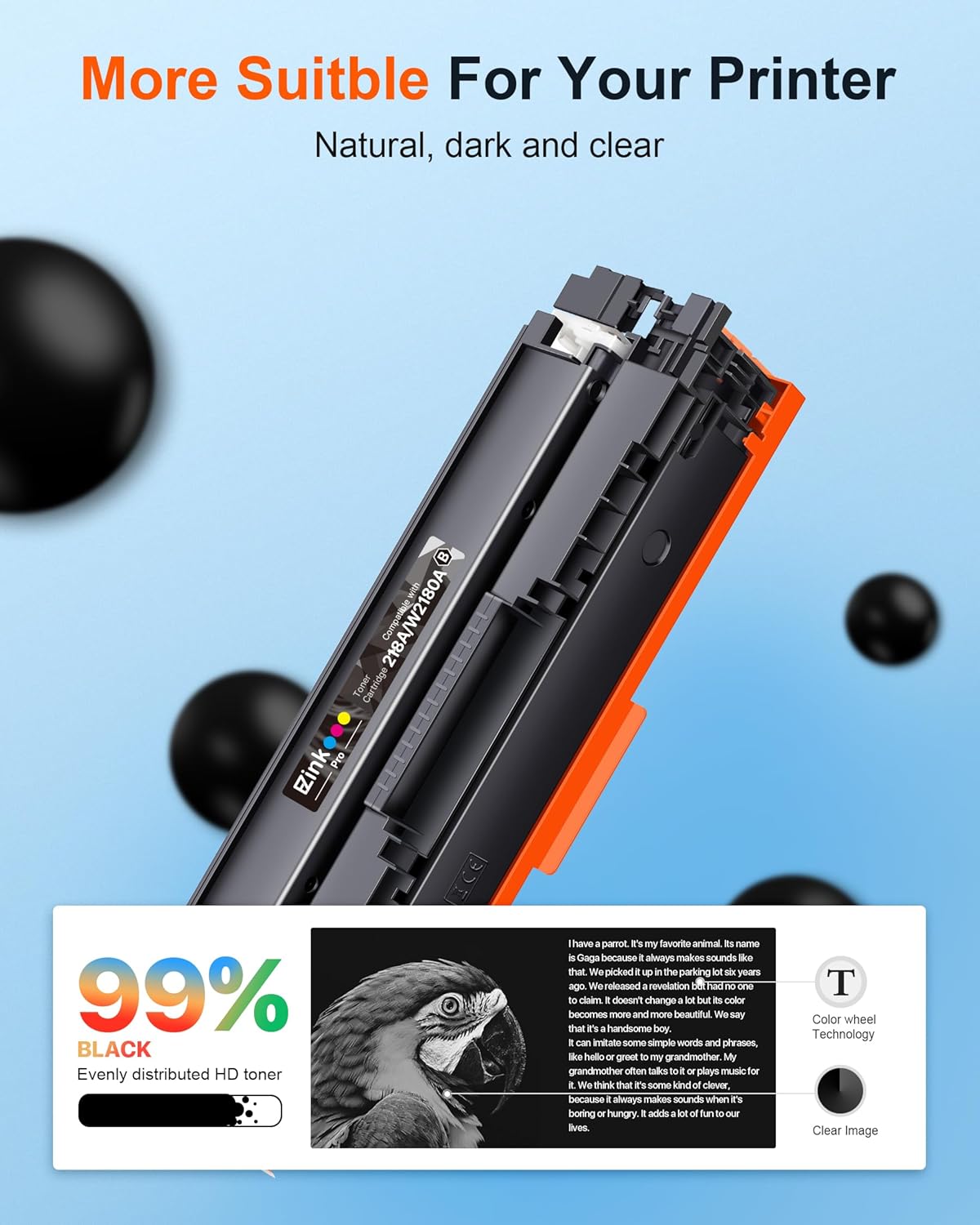 E-Z Ink Pro Compatible for HP 218A Toner Cartridges 4 Pack (with Chip) 3301fdw Toner Work for HP 218A 218X 218 for Color LaserJet Pro MFP 3301fdw 3301cdw 3201dw 3301sdw 3301 Printer Ink W2180A W2180X