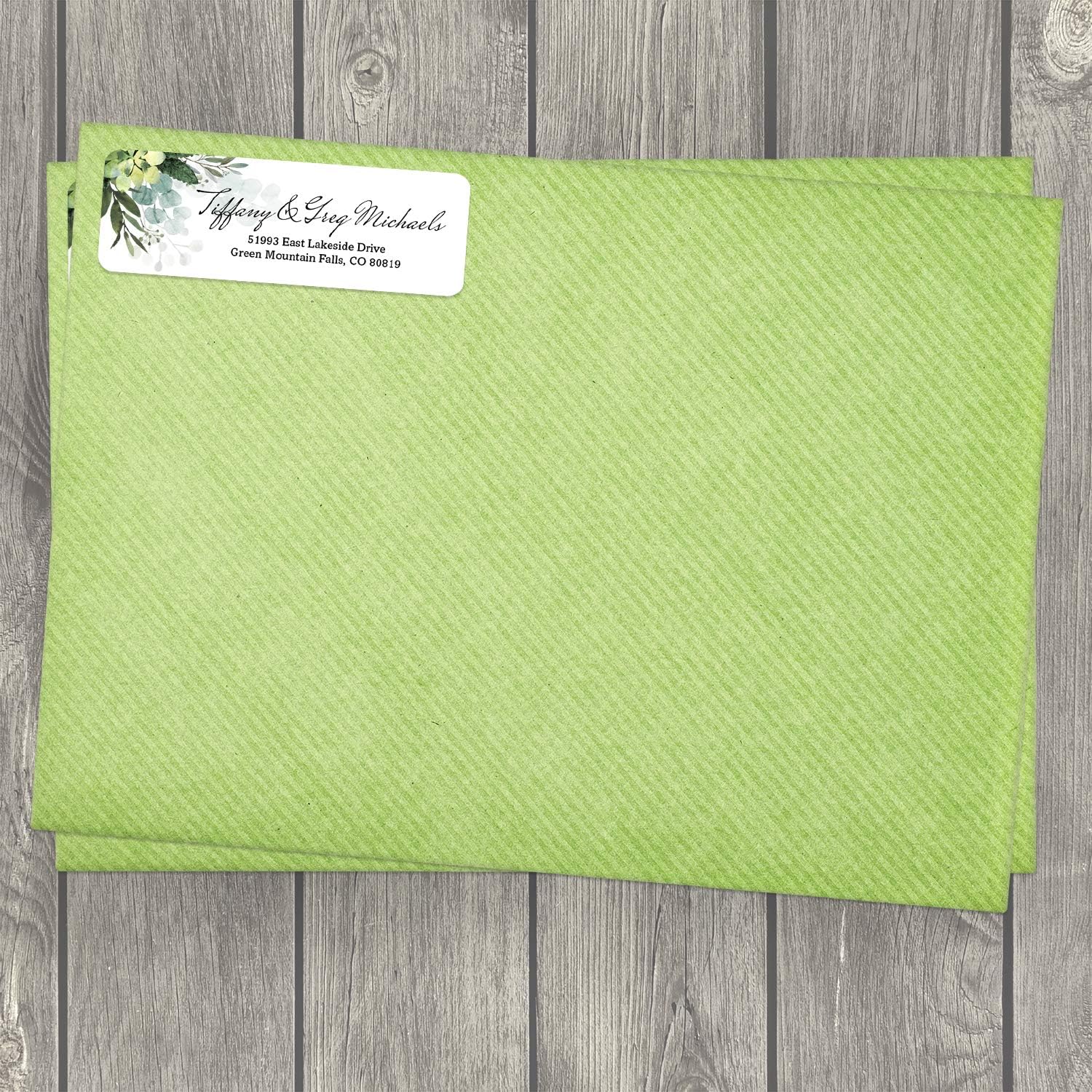 Floral Greenery Rolled Address Labels/Roll of 500 Personalized Address Labels/Designer Return Address Stickers in Elegant Plastic Dispenser - Lumora Desk