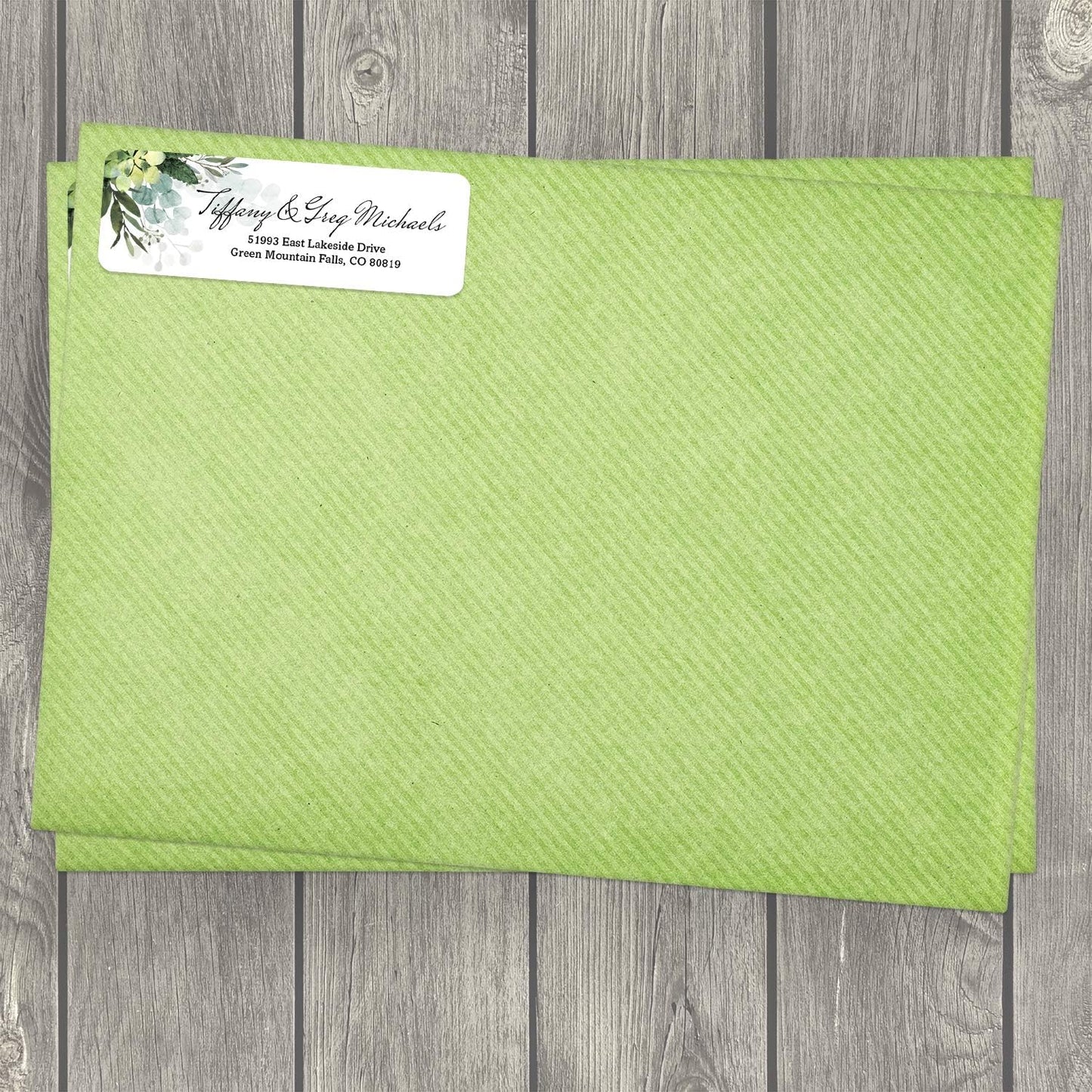 Floral Greenery Rolled Address Labels/Roll of 250 Personalized Address Labels/Designer Return Address Stickers in Elegant Plastic Dispenser - Lumora Desk