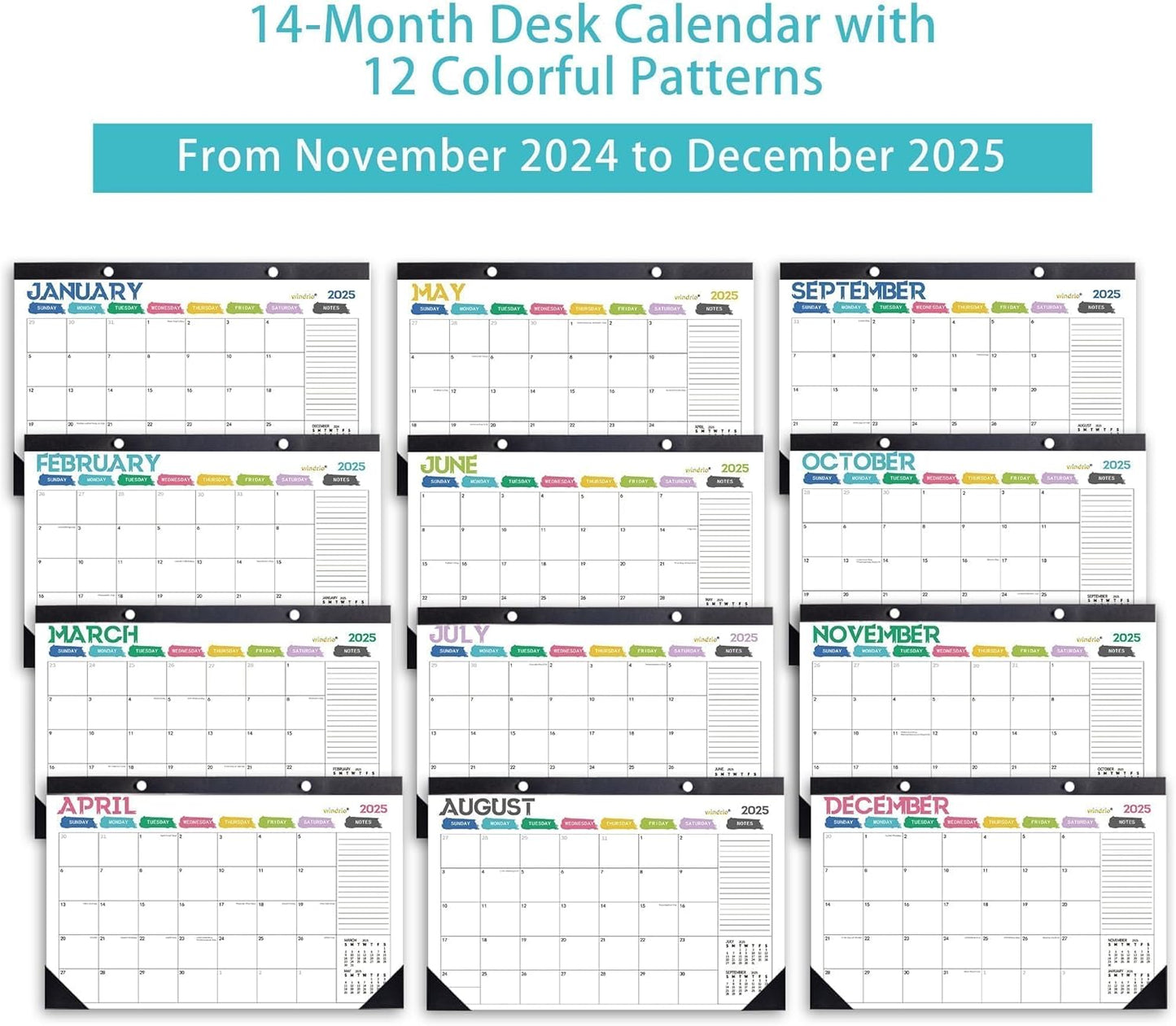 Desk Calendar 2026 Wall Calendars, July 2025 - December 2026 Monthly Planner Paper Office Desktop 17"X 12", Months Planning and Organizing Home, School, Office, Holiday, Vacation
