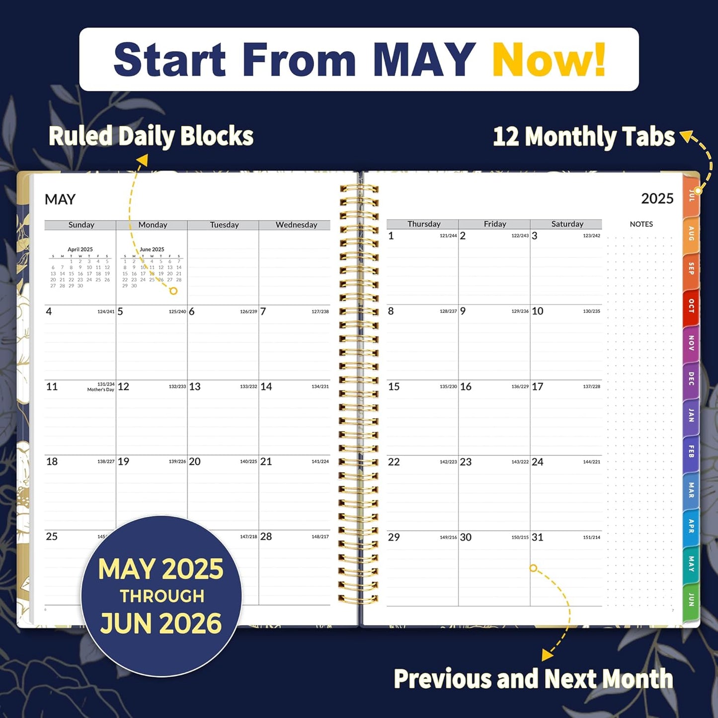 SUNEE 2025-2026 Appointment Book, Quarter-Hourly, Weekly & Monthly - from July 2025 to June 2026, 6.4"x8.3" Academic Planner, Flexible Cover, Note Pages, Pockets, Bookmark, Spiral Binding, Vintage