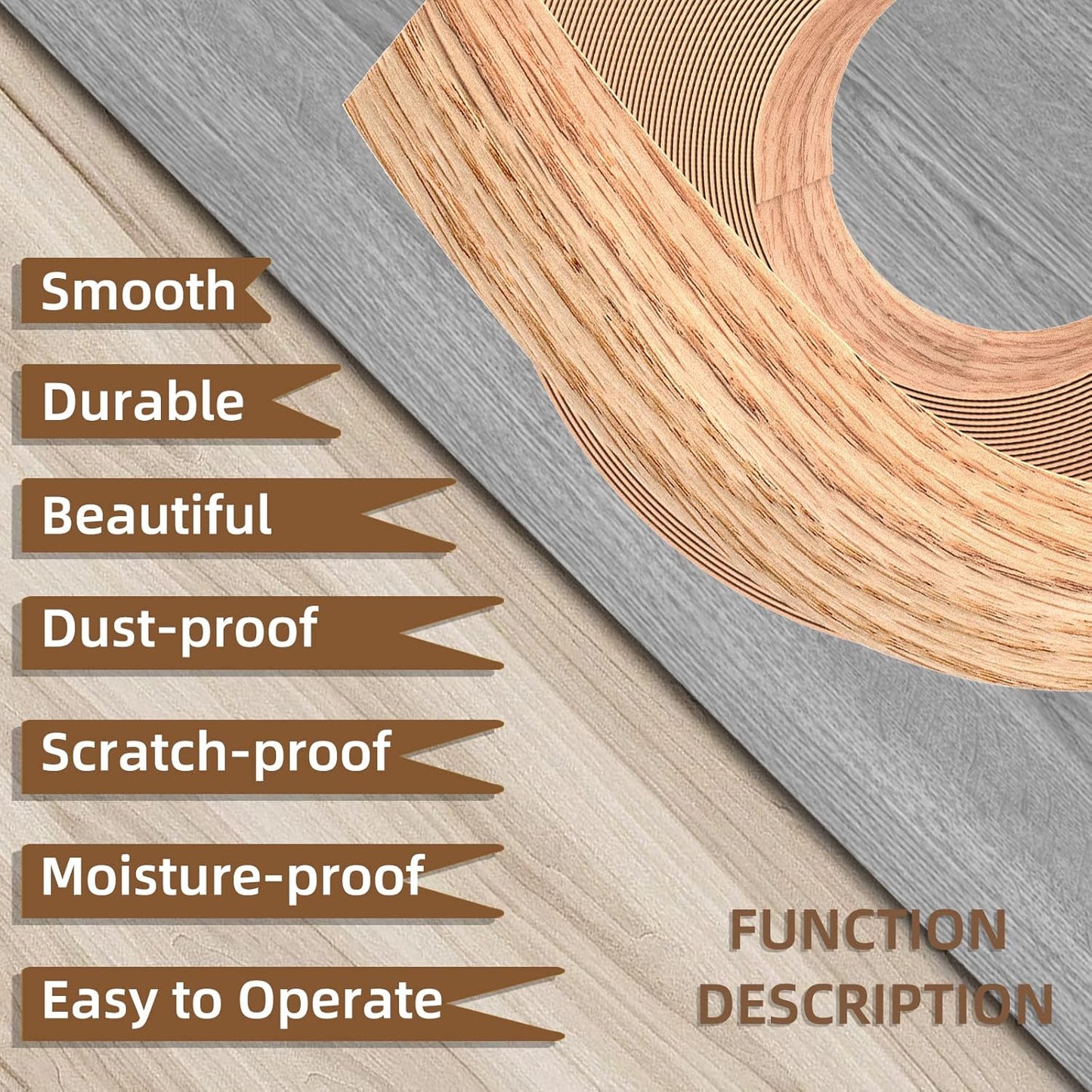 GSCIT Club Red Oak Edge Banding, 1/2 inch x 250ft roll of Veneer Plywood Edge Banding Preglued Flexible, Wood Tape Banding for Cabinet Repair