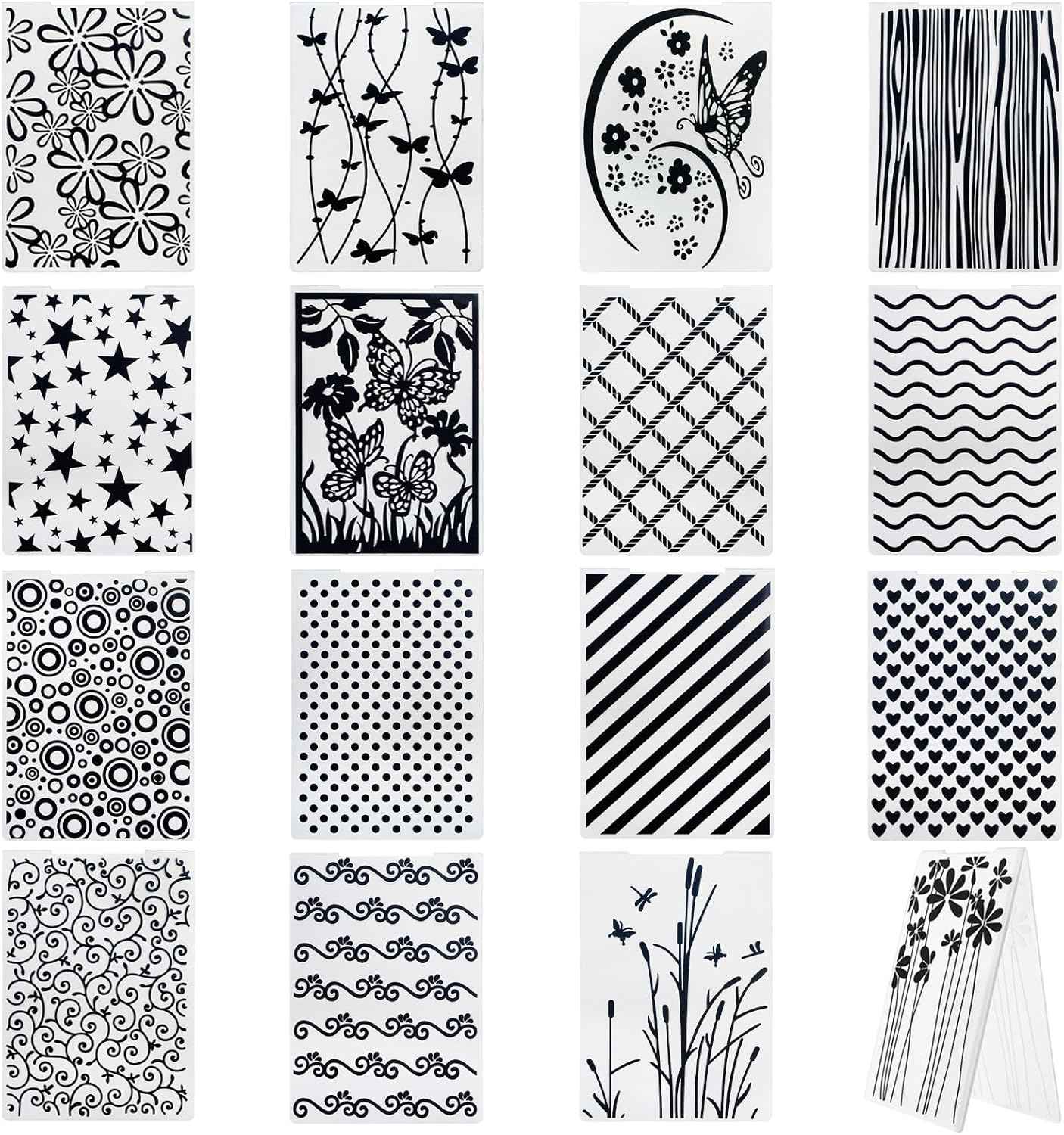 Hedume 16 Pieces Embossing Folders, 5.9" x 4.1" Embossing Machine Template Paper Card Folder, Classic Style Plastic Template Cards for Card Making, DIY Flower Scrapbook, Photo Album, Craft Decoration