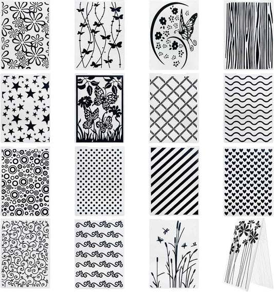 Hedume 16 Pieces Embossing Folders, 5.9" x 4.1" Embossing Machine Template Paper Card Folder, Classic Style Plastic Template Cards for Card Making, DIY Flower Scrapbook, Photo Album, Craft Decoration