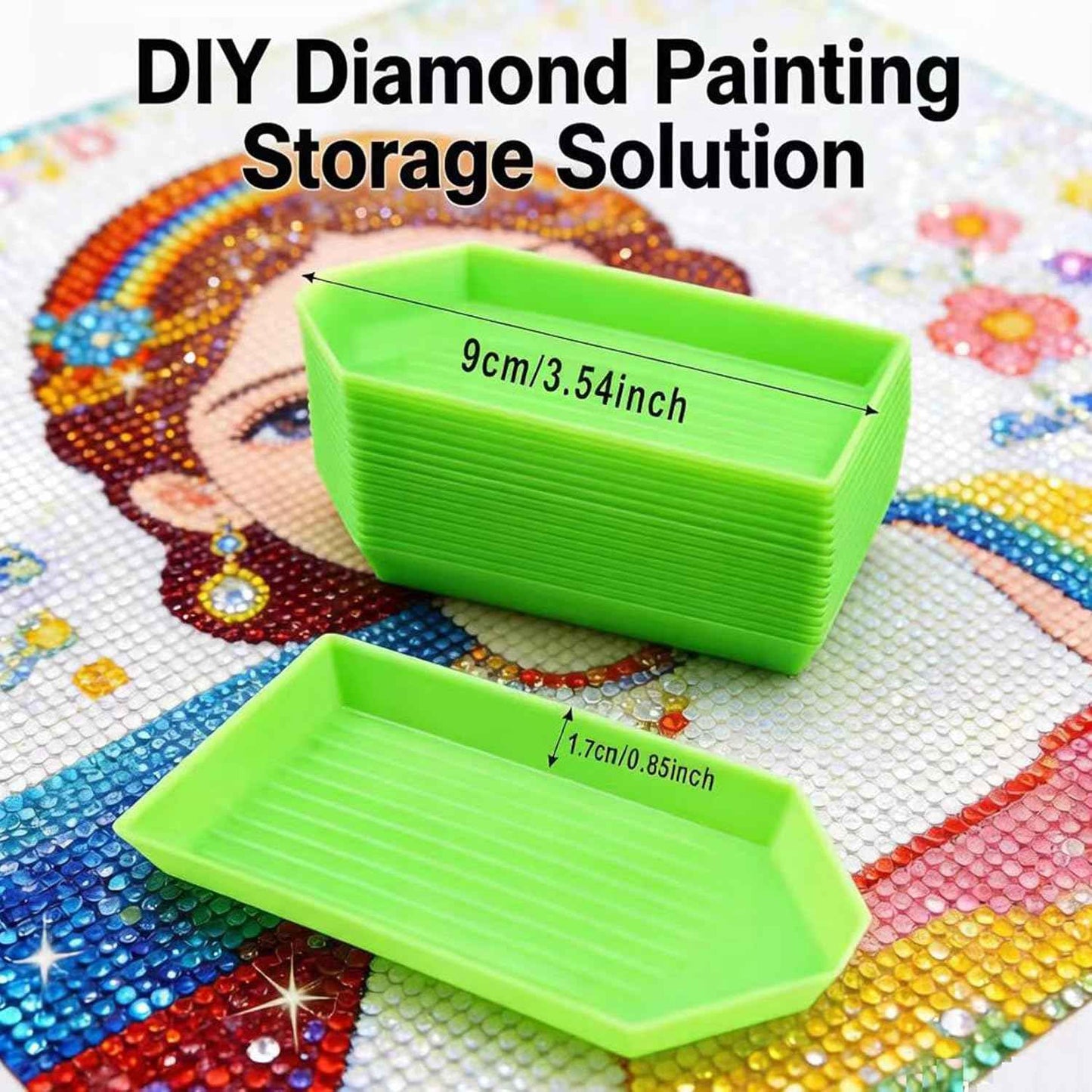 100 Pieces Green Plastic Bead Sorting Trays Diamond Bead Sorting Trays Organizer, Diamond Painting Tool Accessories for DIY Art Craft