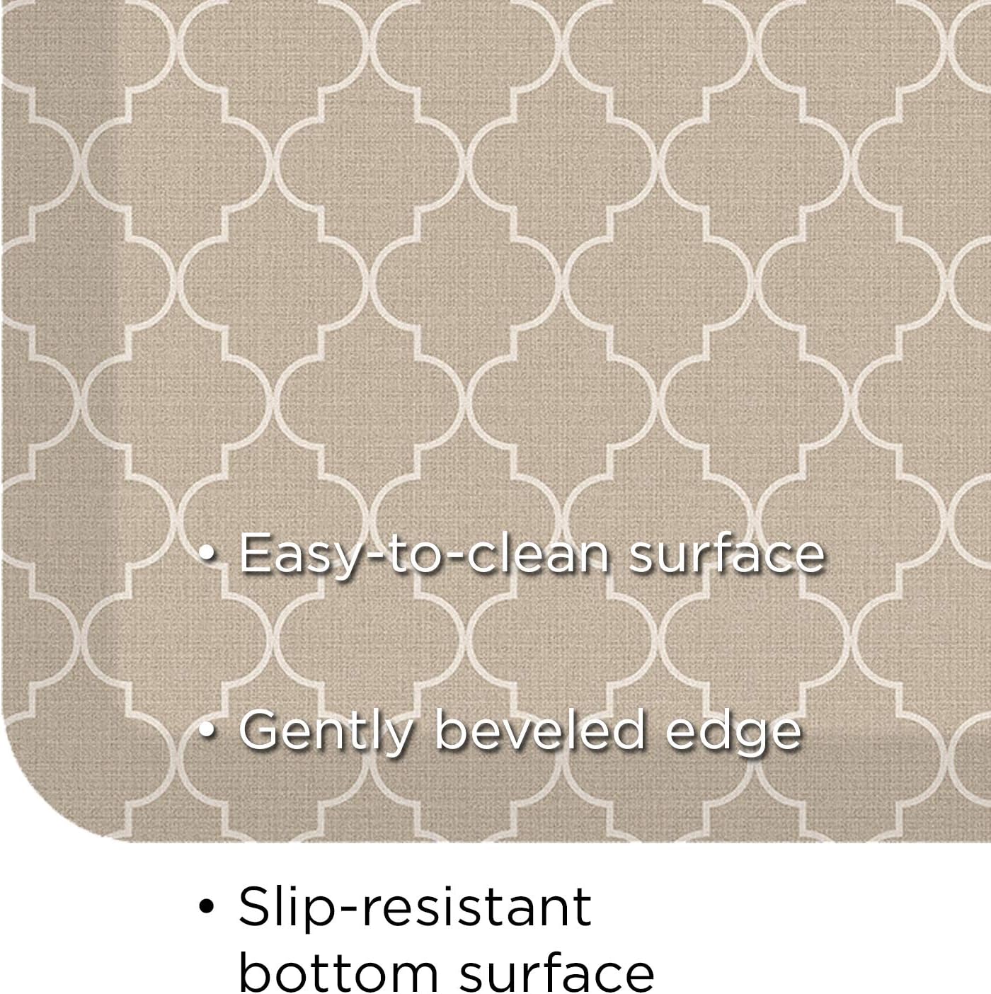 NewLife by GelPro Anti-Fatigue Designer Comfort Kitchen Floor Mat, 20x72, Trellis Khaki Stain Resistant Surface with 3/4” Thick Ergo-Foam Core for Health and Wellness