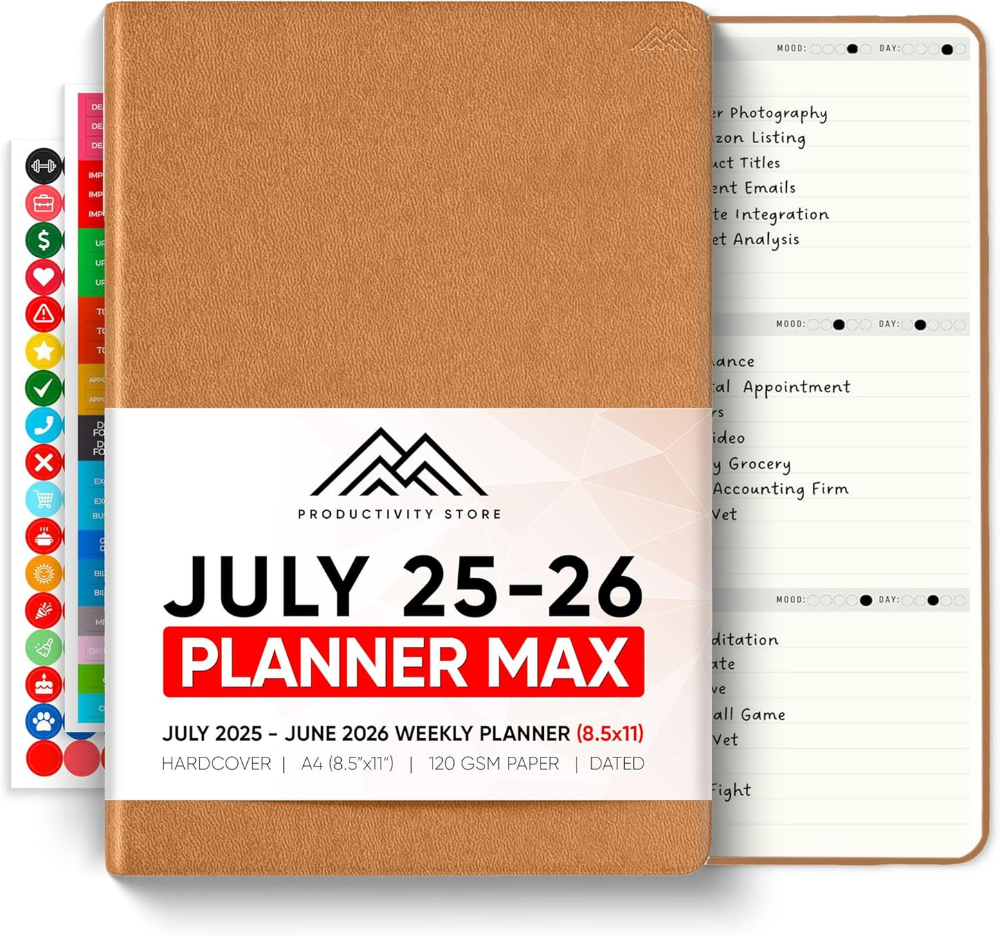 July 2025-2026 Planner 8.5 x 11 Pro Max - Dated Productivity & Academic 2025-2026 - Daily, Weekly & Monthly Planner With July Start Date - A4 - Productivity Store