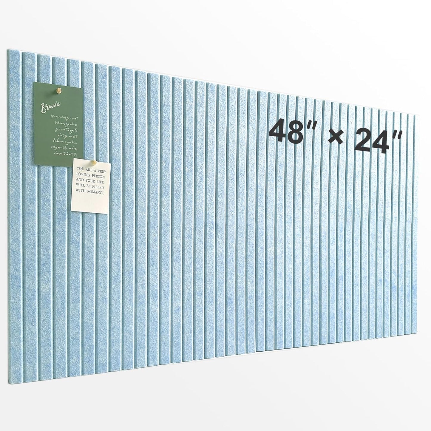 Large Cork Board for Office, 8 Pack Felt Wall Tiles with Slat Wall Paneling, Felt Bulletin Board Pin Board Cork Boards for Walls - Light Blue