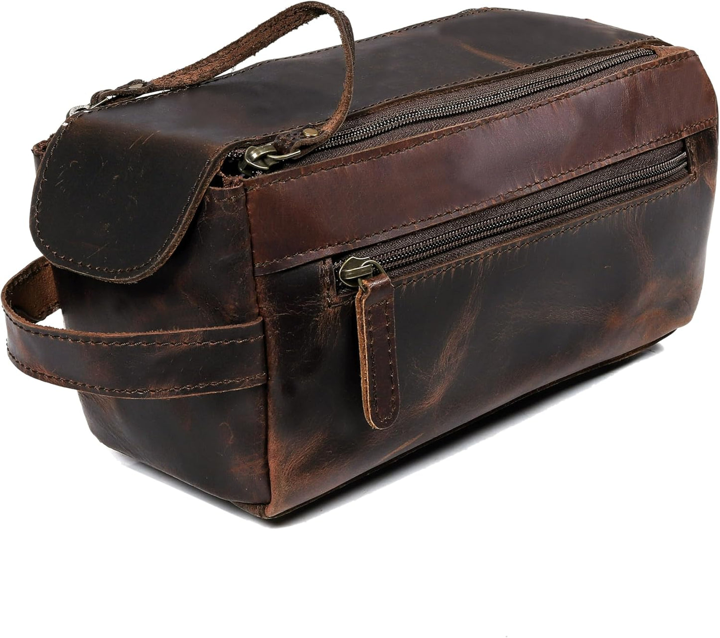cuero Genuine Buffalo Leather Unisex Toiletry Bag Travel Leather Dopp Kit Made With High Class Buffalo Leather