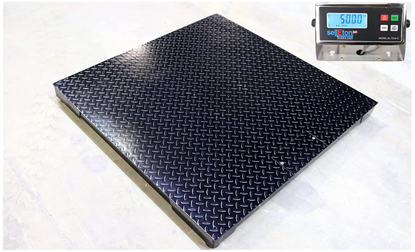 SellEton SL-4x4-5k-NN Floor Scales, Accurate Pallet Scales with Indicator for Warehouse Shipping and Medium Duty Industrial (48"x48", 5000 lb x 1 lb)