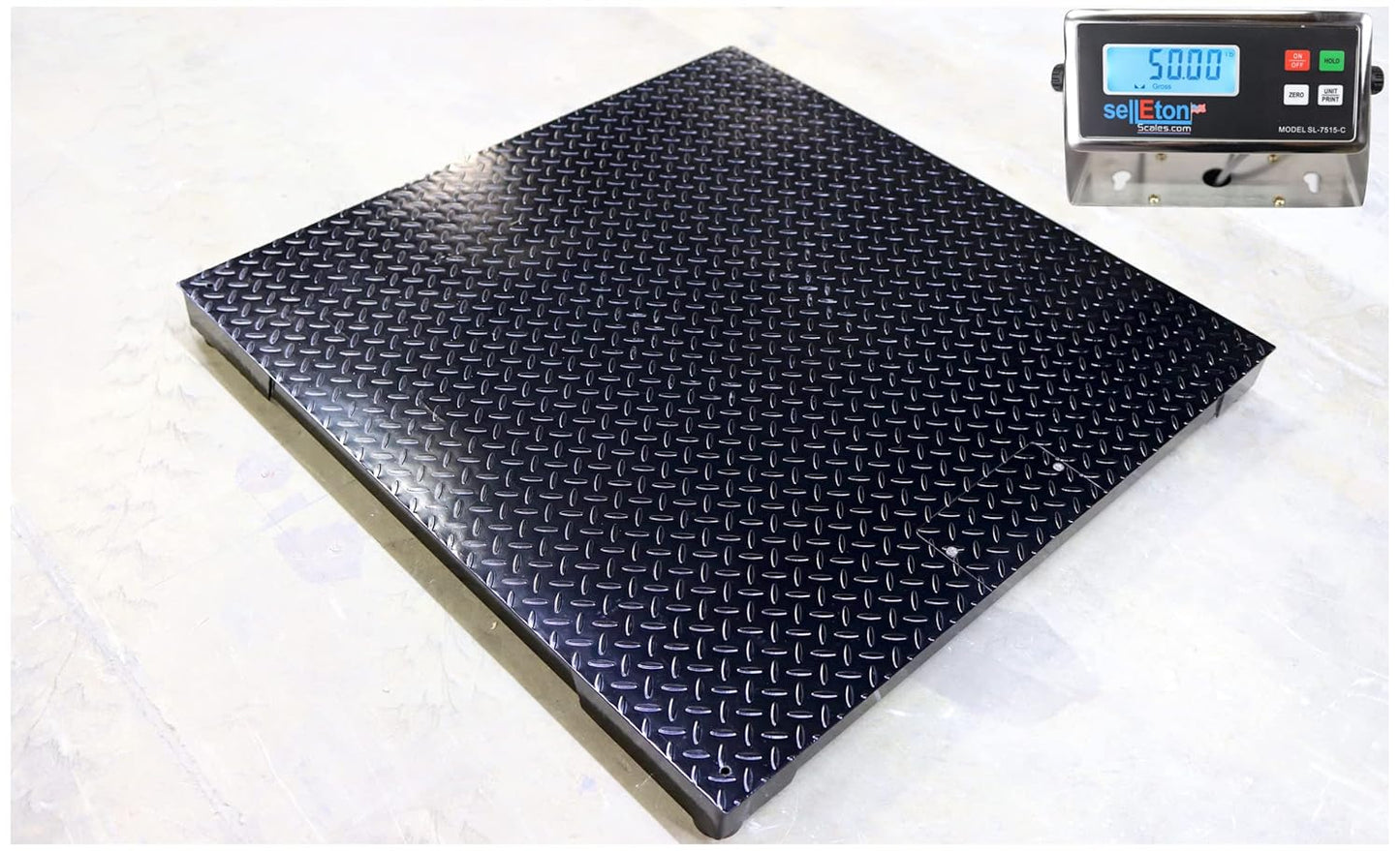 SellEton 60" x 60" (5' x 5') Accurate Floor Scale/Pallet Size with Digital Indicator and Medium Duty Industrial Weighing | 1000 lb x 0.2 lb