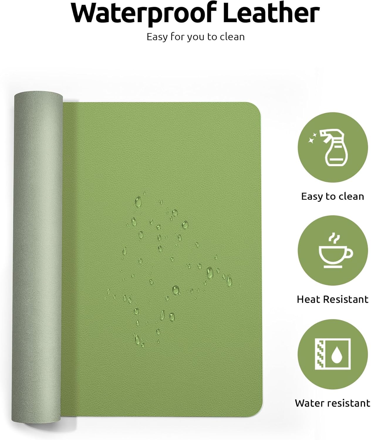YSAGi Leather Desk Protector, Office Mat, Large Mouse Mat, Non-Slip PU Leather Blotter, Laptop Pad, Waterproof Writing Pad for Office and Home (Leaf Green, 31.5" x 15.8")