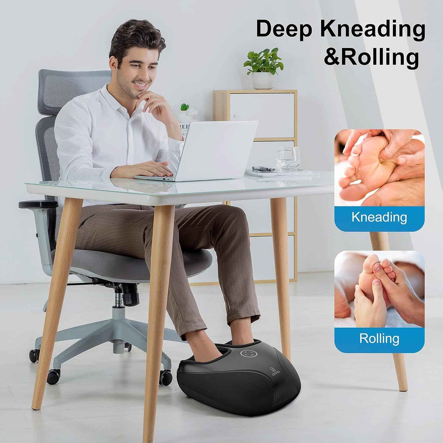 COMFIER Shiatsu Feet Massager Machine,Birthday Gifts for Men&Women,Foot Massager with Heat,Kneading Rolling Compression for Plantar Fasciitis,Neuropathy Fits up to Men Size 12, for Home Office Use