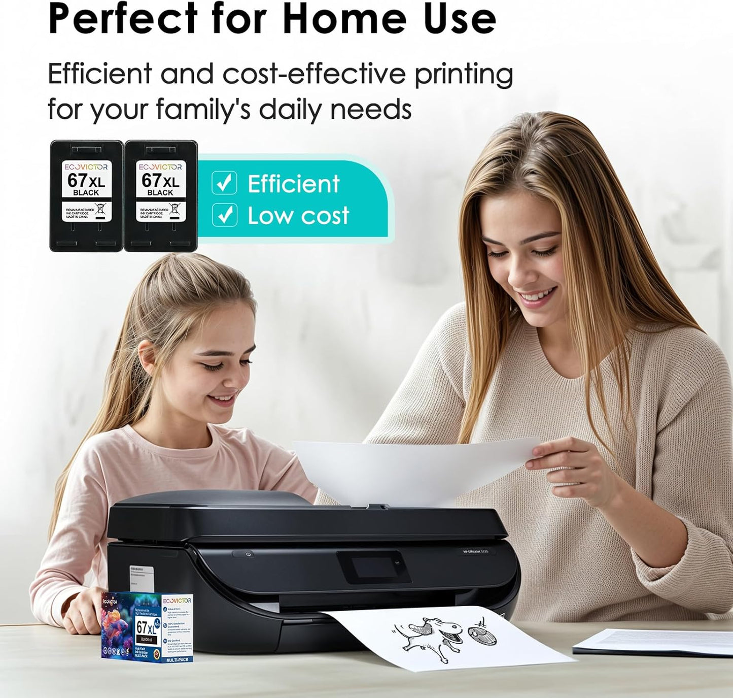 EcoVictor 67XL Black Ink Cartridge Replacement for HP Ink 67 XL HP 67 Ink Cartridges Black for DeskJet 2755e 2700 2700e 4155e 2752 2755 4100 4255e 2855e 2842e Envy 6055e 6000 6455e 6400 6400e Printer