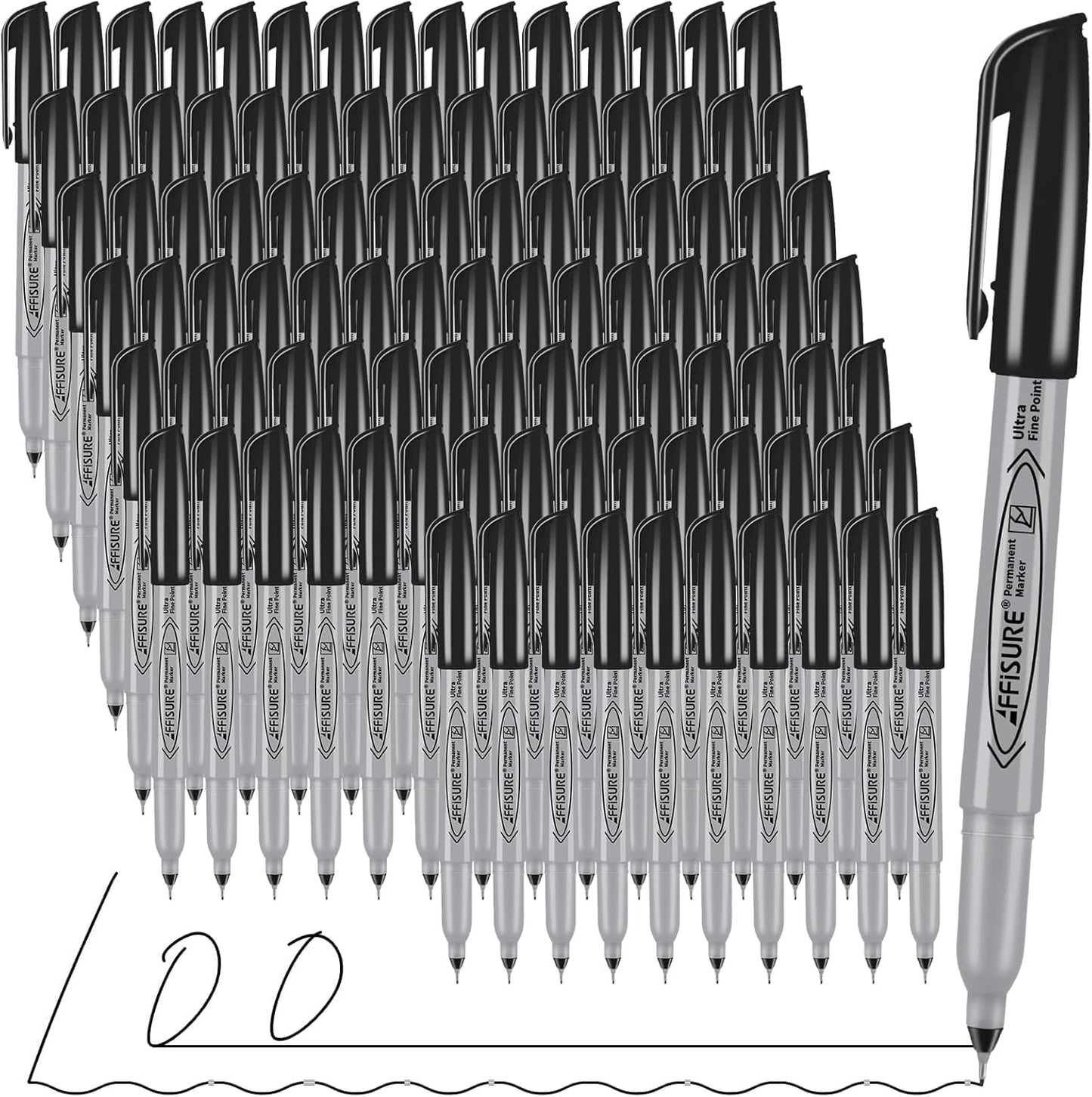 Permanent Markers, Ultra Fine Point,Black,100 Count, 0.4mm, Fine tippermanent marker set, quick dry,waterproof, fading resists, durable,marks on paper, glass, ceramic, plasticwood, rock, metal