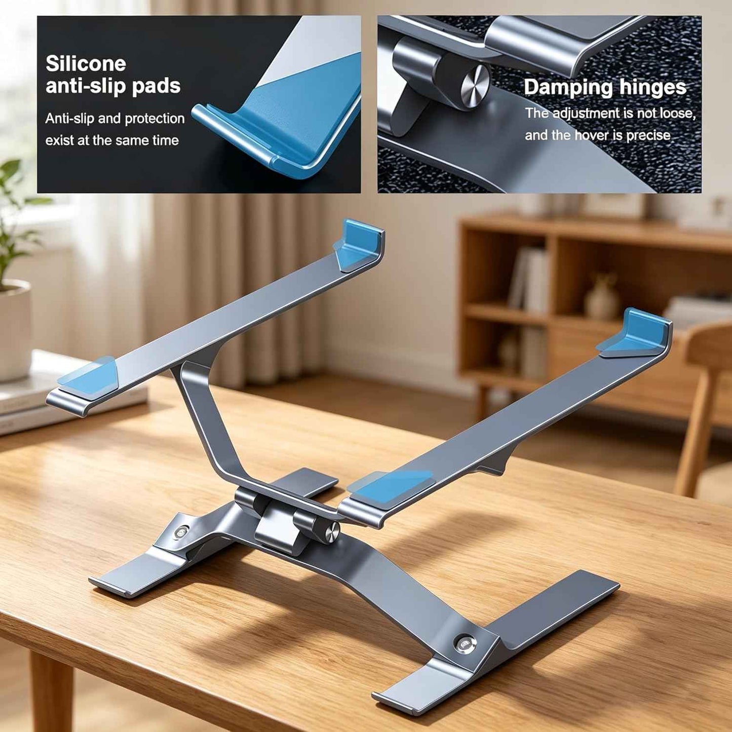 Adjustable Laptop Stand for Desk, Portable Laptop Riser, Ergonomic Computer Notebook Holder for MacBook Pro Air, Dell XPS, HP, Lenovo (13.3-17.3'') (Gray)