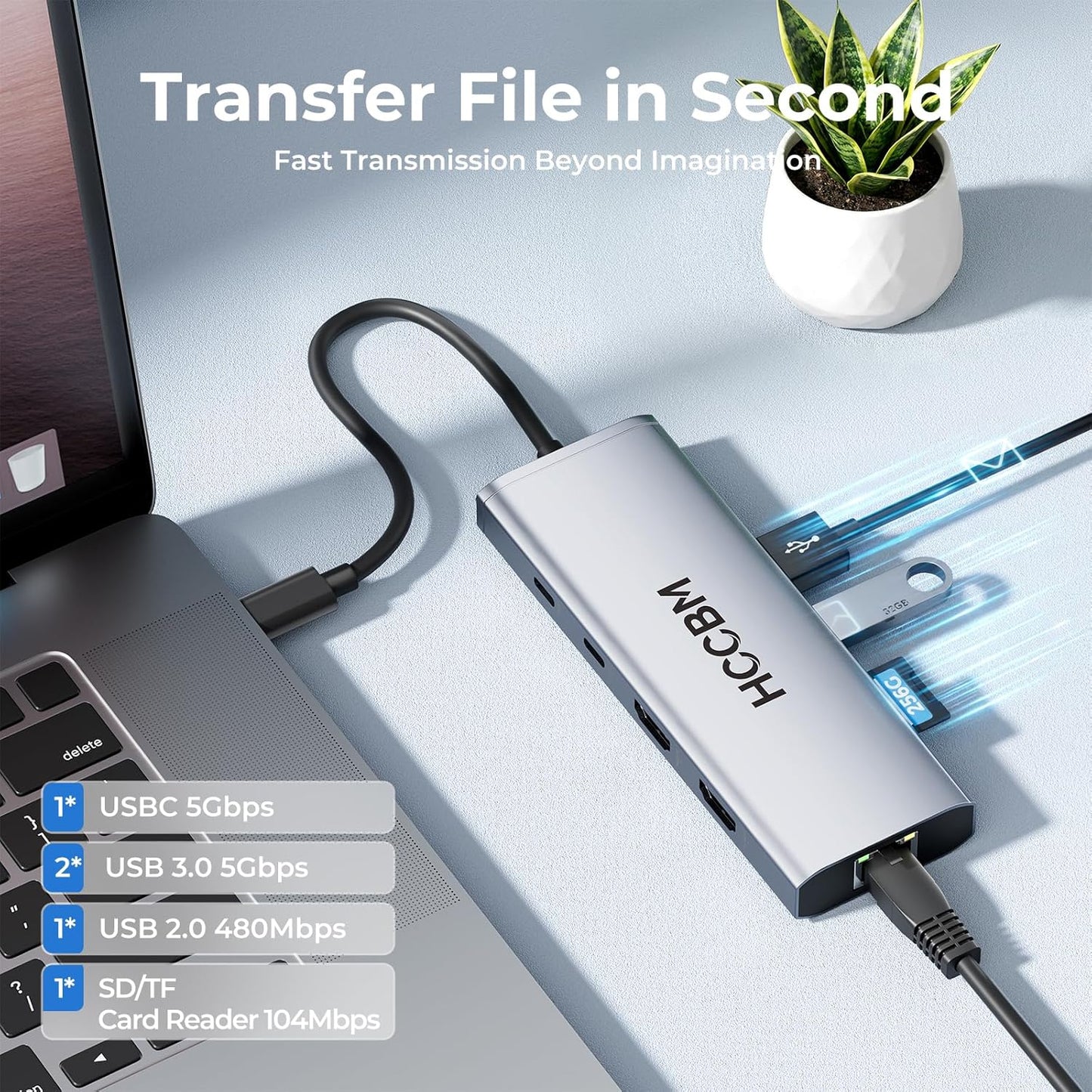 USB C Laptop Docking Station Dual HDMI Monitor, 10-in-1 USBC Hub Dongle Dock with 2 HDMI 4K@60Hz, PD Charging, SD/Micro SD for Laptop MacBook/HP/Dell/Surface/Thinkpad…