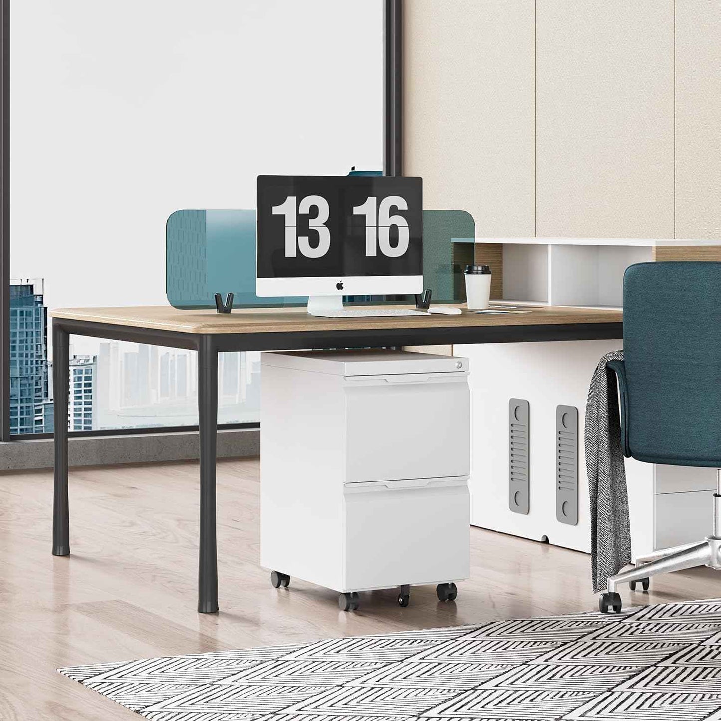 2 Drawer File Cabinet with Lock,Filing Cabinet for Home Office,Small Rolling for Legal/Letter/A4 File,Mobile Cabinets on Wheels Under Desk -White
