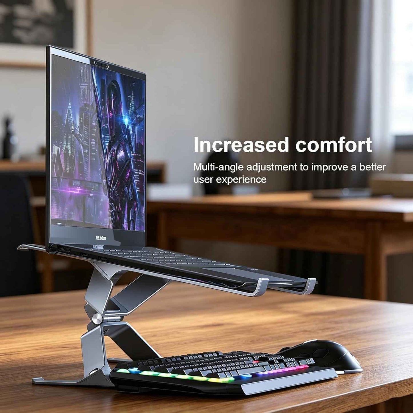 Adjustable Laptop Stand for Desk, Portable Laptop Riser, Ergonomic Computer Notebook Holder for MacBook Pro Air, Dell XPS, HP, Lenovo (13.3-17.3'') (Gray)