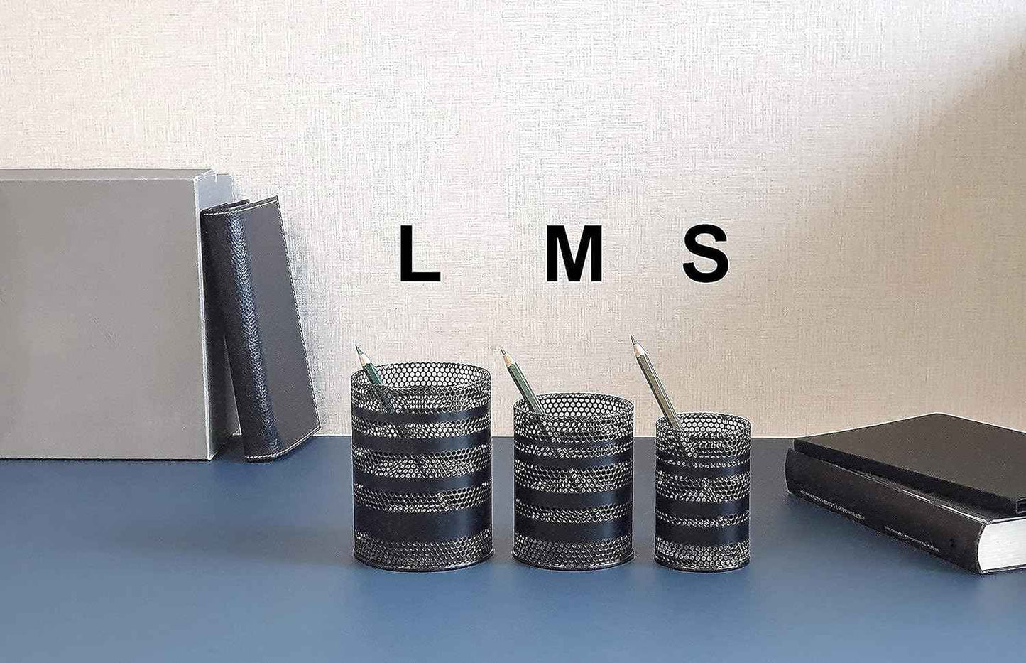 Pen Holder for Desk, Metal Mesh Pencil Holder Cup Organizer Office Stationery Caddy Stand Makeup Brush Holder, Black (1 ea)