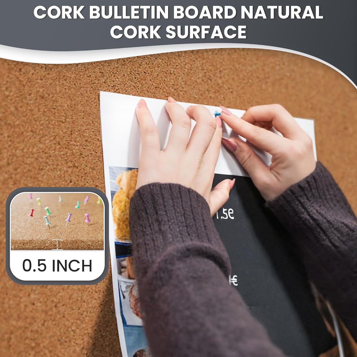 48"x36" Lockable Enclosed Bulletin Board, Outdoor Cork Weather-Resistant Aluminum Frame Notice Board, Wall Mounted Display Case Acrylic Doors for School,Office,Silver Frame w/Cork
