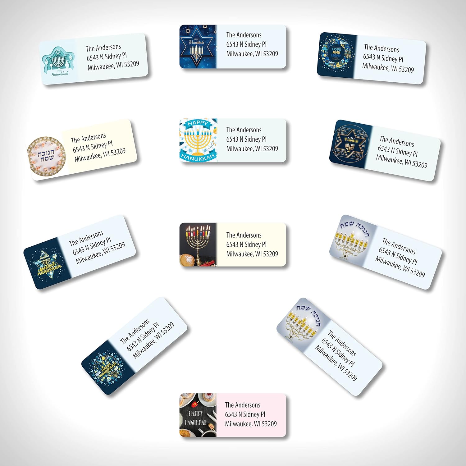 Customized Personalized Address Labels - Made in The USA by Kenco (500 Labels, Hannukah) - Lumora Desk