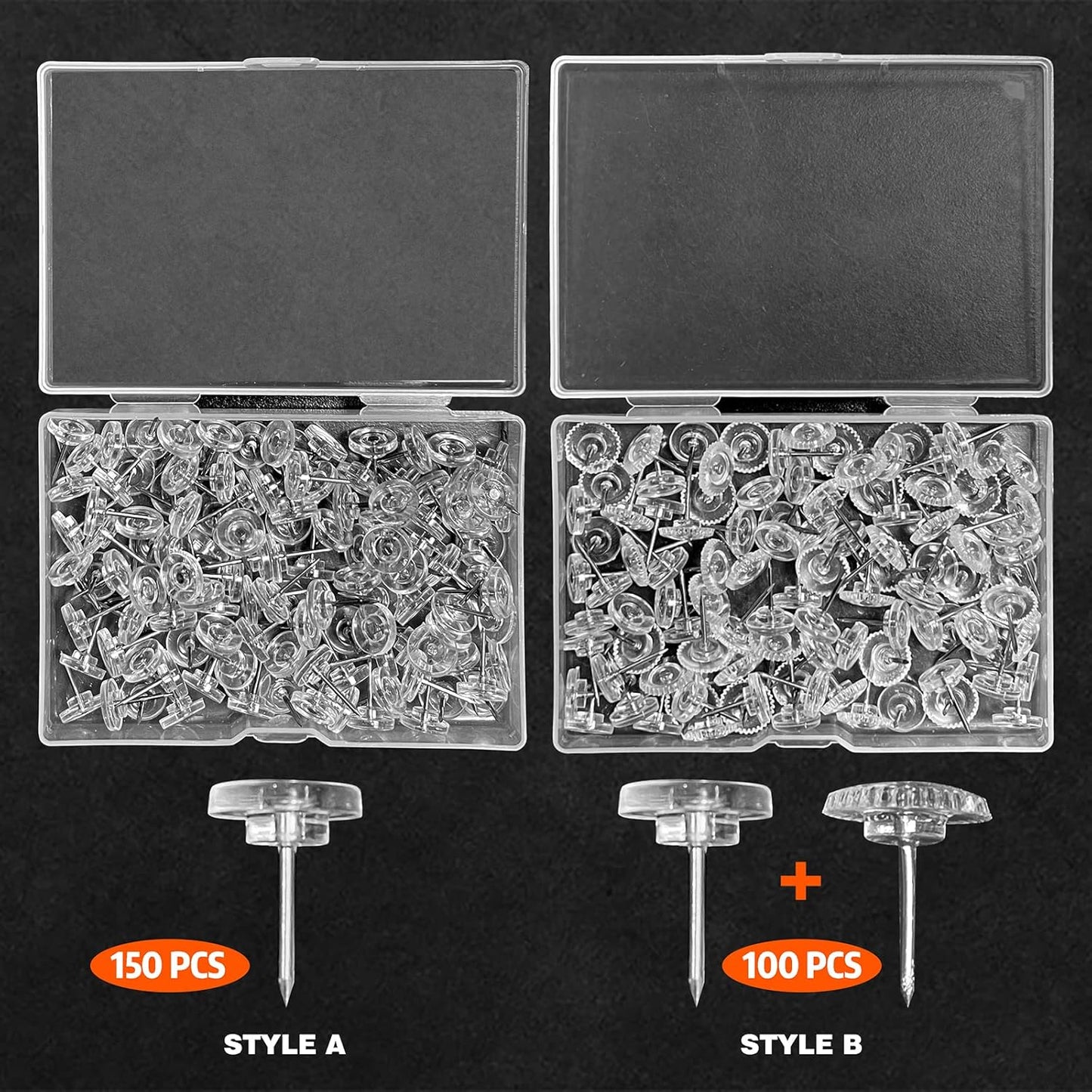 Clear Thumb Tacks for Wall Hangings Plastic Clear Push Pins 150 Count for Cork Board Flat Head Thumb Tacks for Bulletin Board Posters Photos Postcards Maps Office Home Decorative(150), XBH