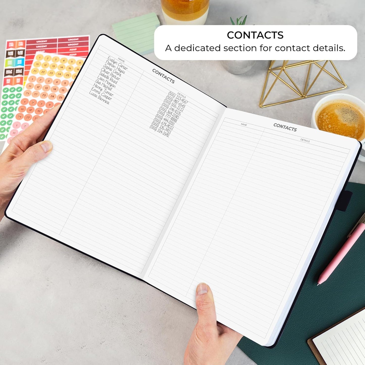 Clever Fox Appointment Book – Hourly Schedule Planner with 15-Minute Increments – Time Box Planner for Daily Work & To-Dos – Weekly & Monthly Spreads, Undated, Hardcover, 8.3x11″ (Black)