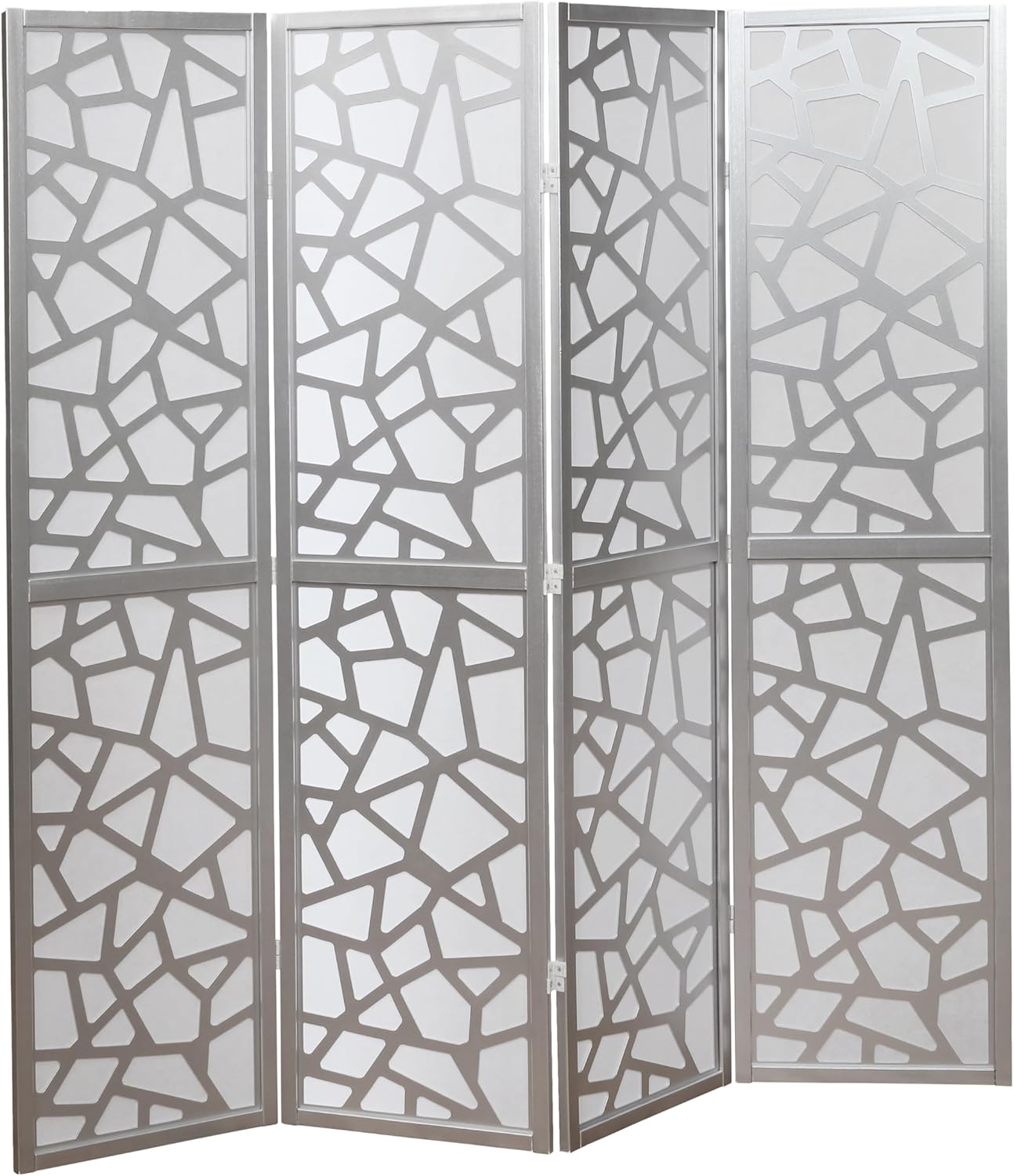 NicBex Room Divider 4 Panel Room Dividers with Paper-Looking Partition Room Dividers and Folding Privacy Screens Wall Divider for Home, Office, Room Separation,70" W x 1" D x 70" H, Silver - Lumora Desk