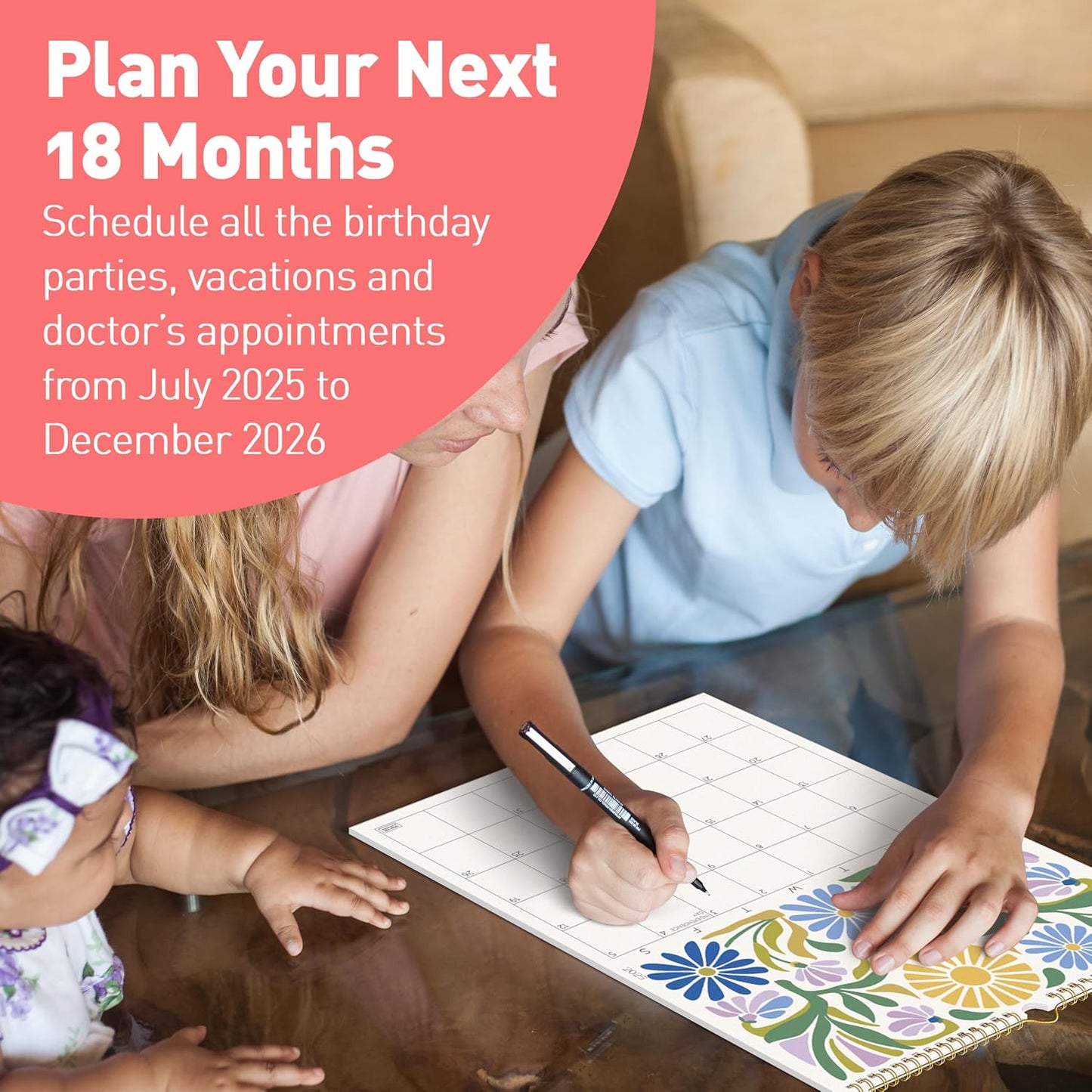 S&O Desert Garden Wall Calendar from July 2025-Dec 2026 - Tear-Off Monthly Calendar - 18 Month Academic Wall Planner - Hanging Organizer to Track Anniversaries & Appointments - 13.5"x10.5”in