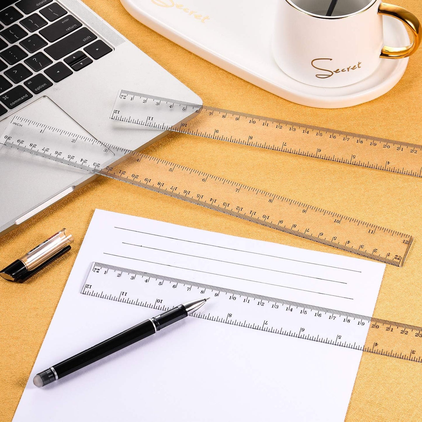 Chuangdi 20 Pieces 12 Inch Rulers Bulk Plastic Colorful Rulers for Kids Student Classroom School Office(Classic,Clear Color)