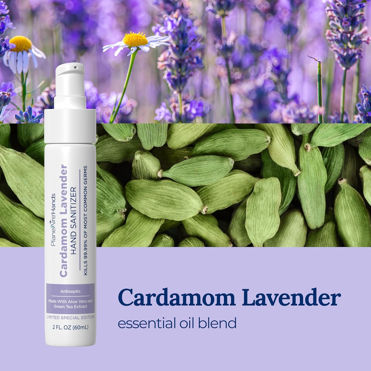 Travel Essentials | Hygiene Kit | Travel Toiletry Kit | Travel Size | Lotion Hand Sanitizer Cardamom Lavender Scent | Surface Wipes | Individual Travel Wipes | Surface Cleaner | With Essential Oils