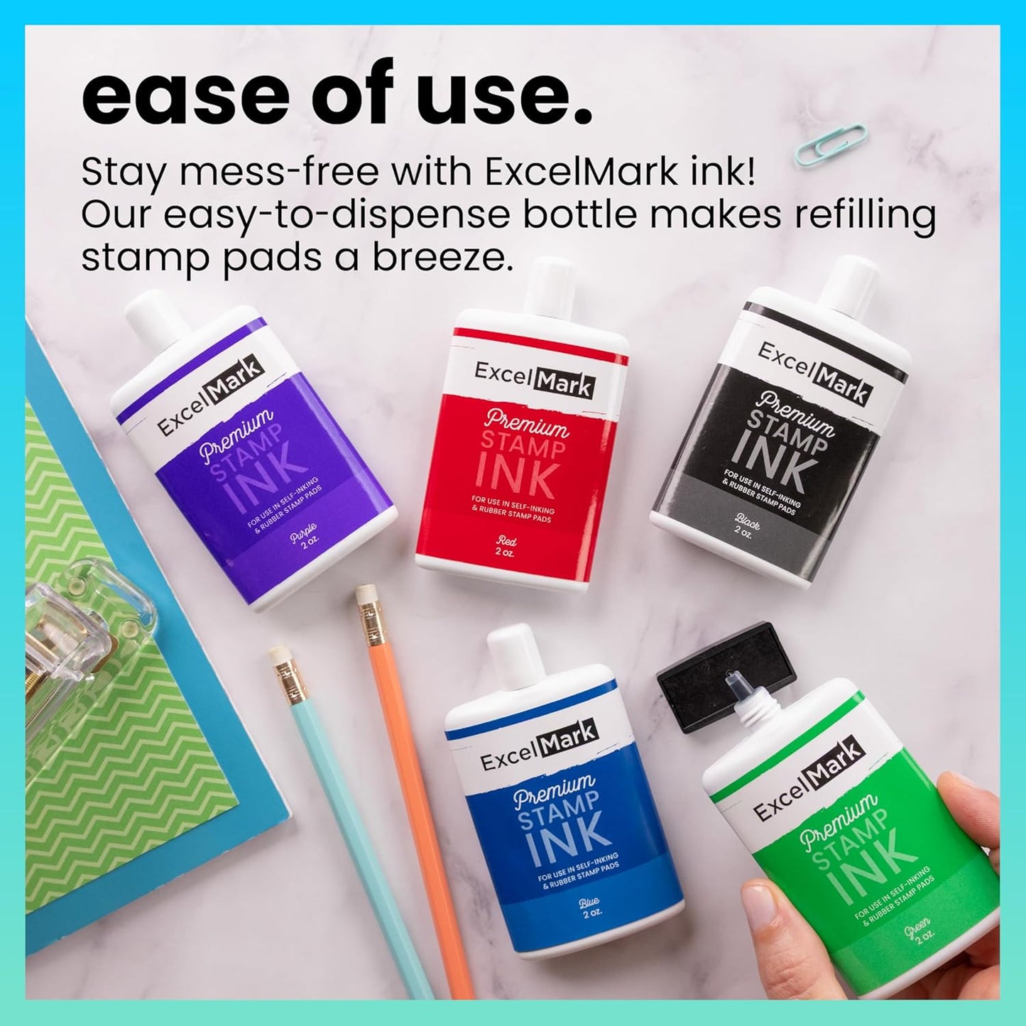 Self Inking Stamp Refill Ink - 2 oz. - Blue Ink