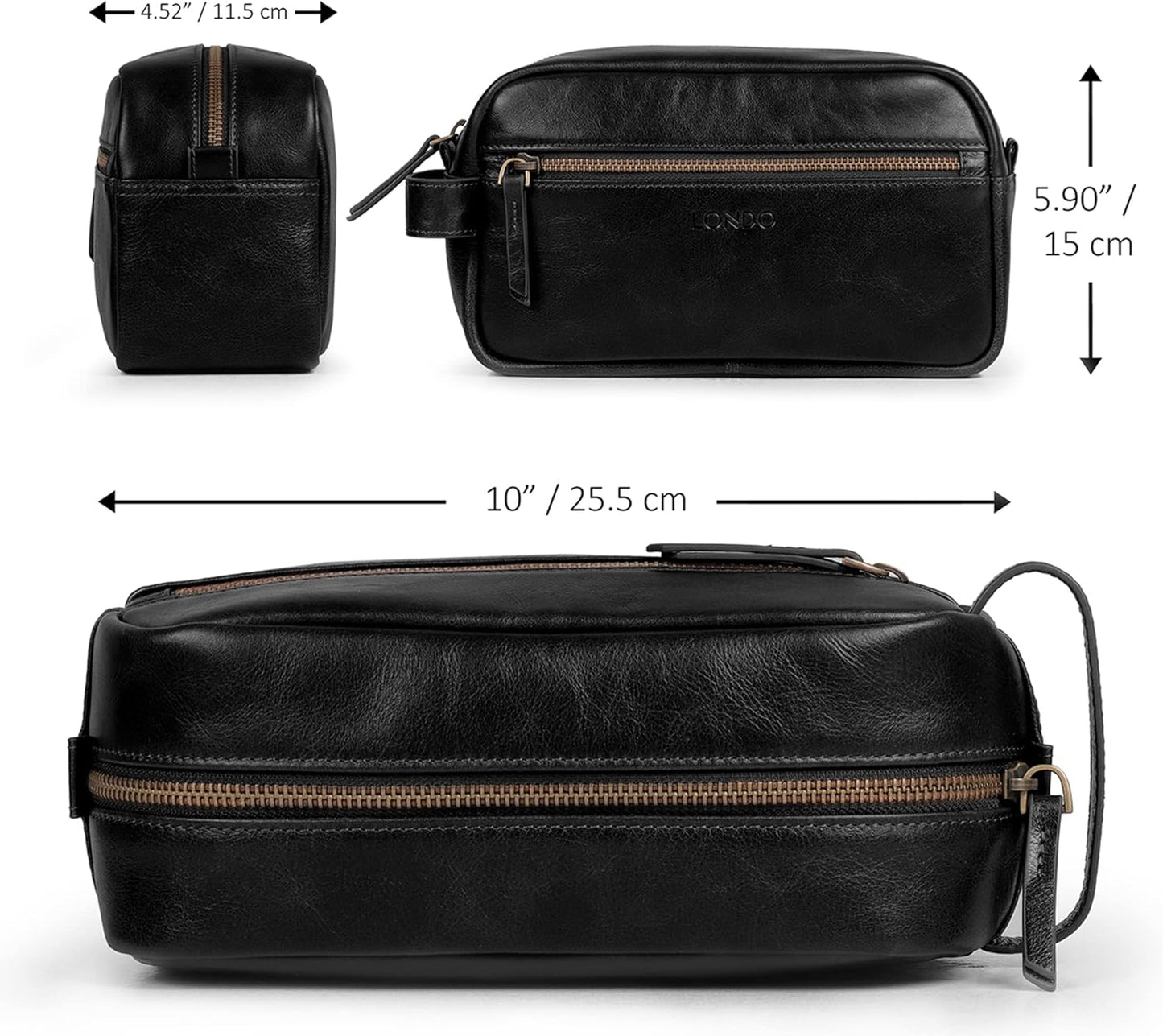 Londo Genuine Leather Travel Toiletry Bag – Makeup, Shaving Organizer, Dopp Kit for Men & Women, Durable & Stylish Travel Accessory