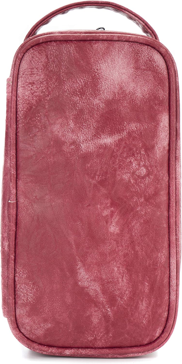 LVLY Toiletry Travel Bag for Men - Large Leather Dopp Kit - Mens Toiletries Bathroom Organizer (Red)