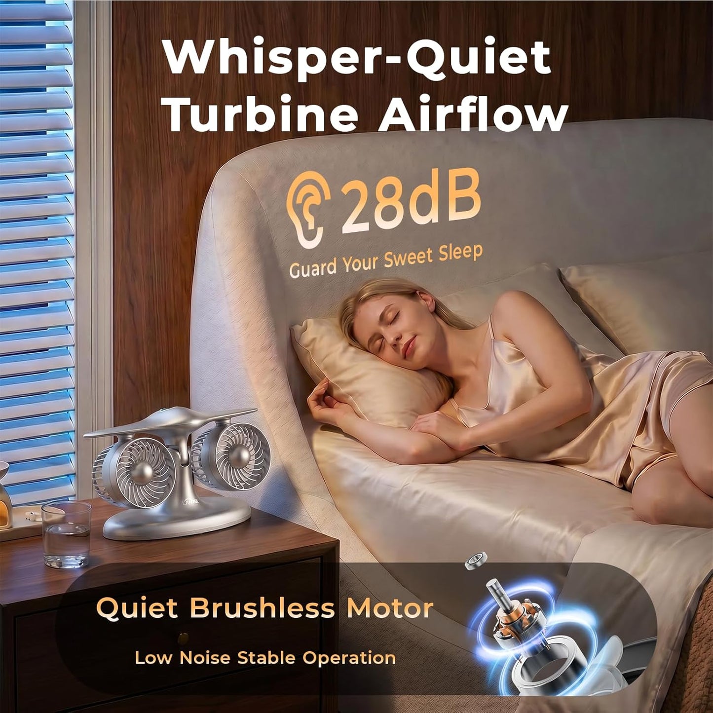 Portable Desk Fan, 8000mAh Battery Operated 18H Runtime Aviation Turbine Table Fan, Quiet USB-C Rechargeable Personal Fan, Unique Tech Office Gift for Men, Dad, Pilots