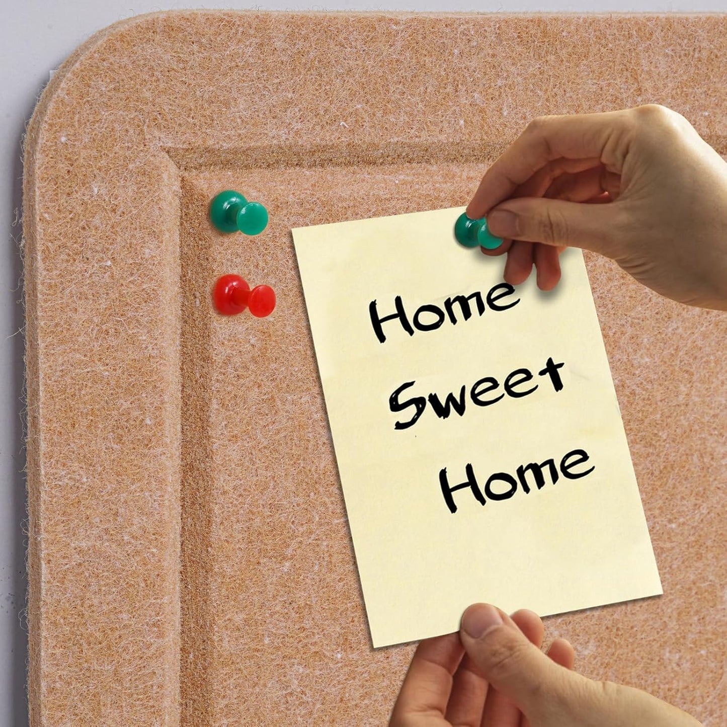 Bulletin Board - 23.5 x 17.5 inches Decorative Felt Pin Board - Cork Board Alternative for Wall - Foldable Photo Board Self-Adhesive Prayer Board with 20 Pushpins - Ginger Yellow
