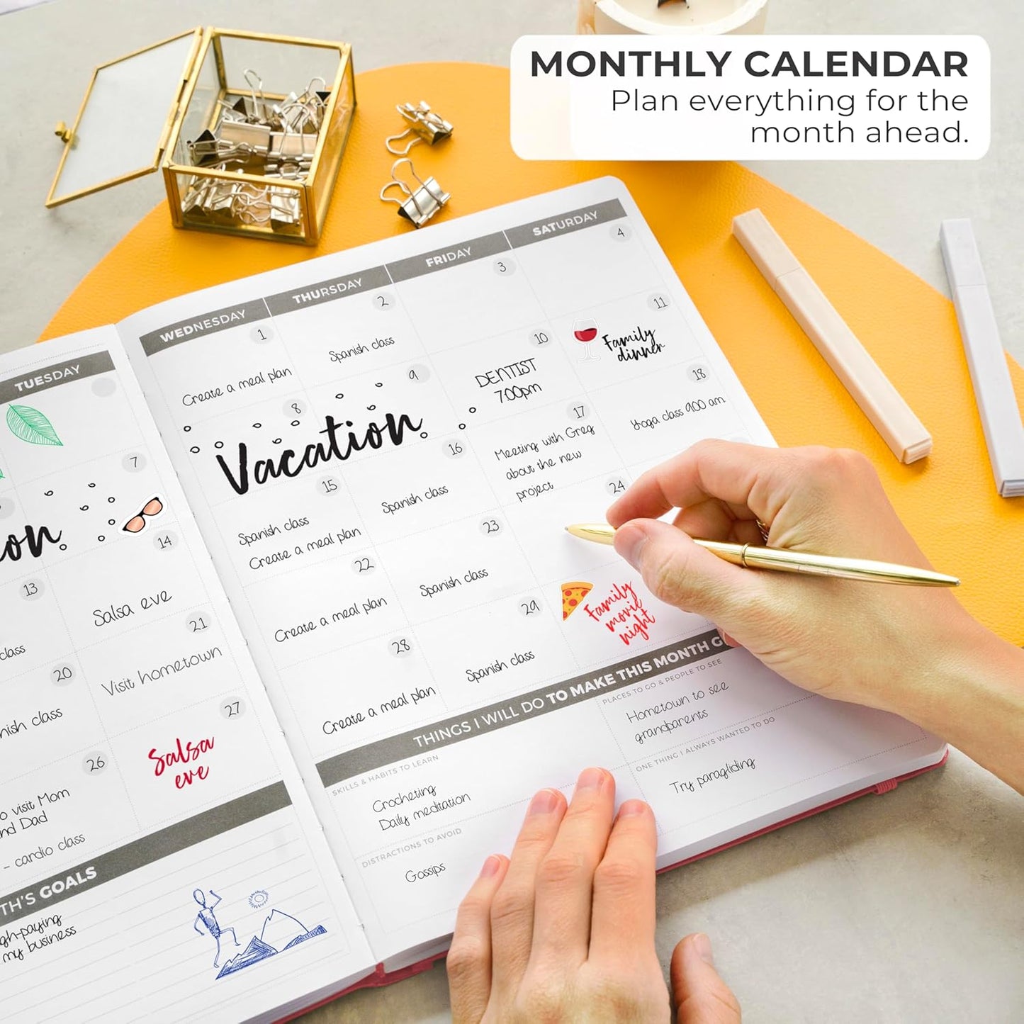 Clever Fox Planner PRO – Weekly & Monthly Life Planner to Increase Productivity, Time Management and Hit Your Goals, 8.5x11″ (Dark Pink)
