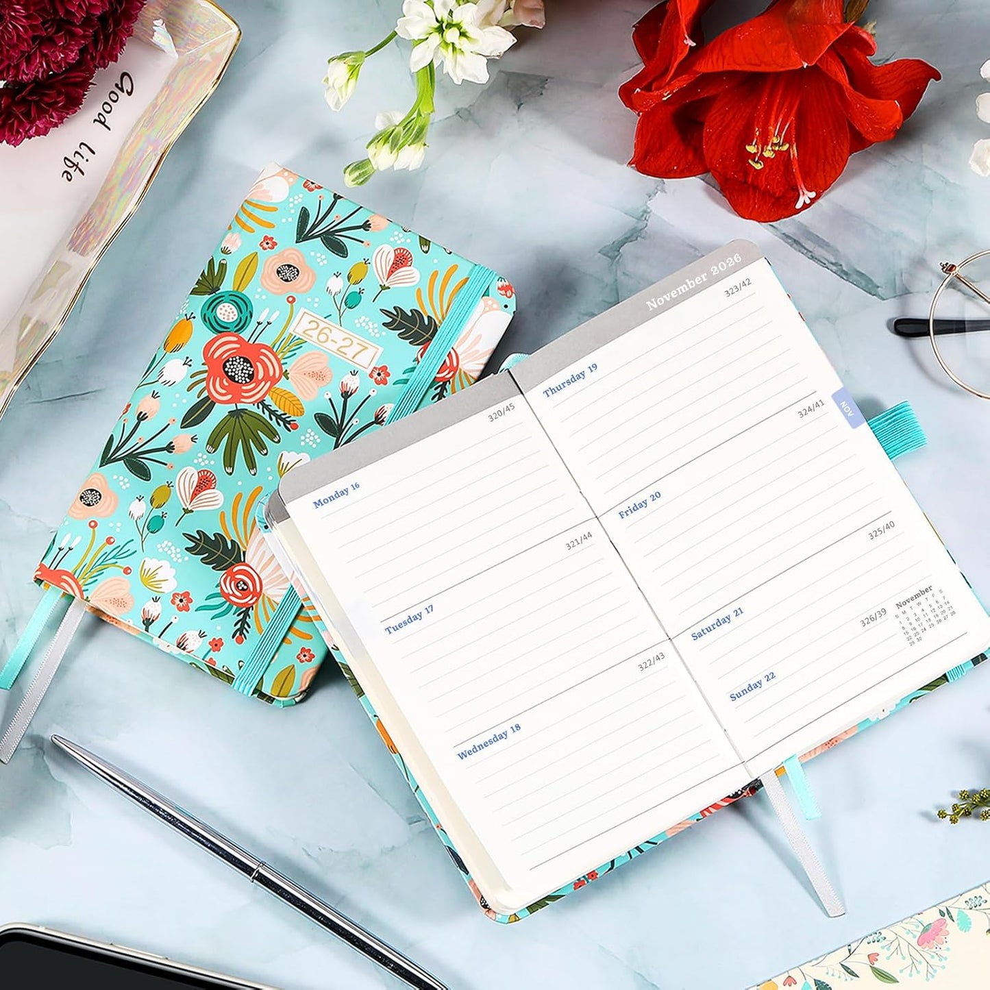 2026-2027 Pocket Planner/Calendar - Weekly & Monthly Planner 2026-2027, JUL 2026 - JUN 2027, 6.3" x 3.8", with Pen Holder, Inner Pocket