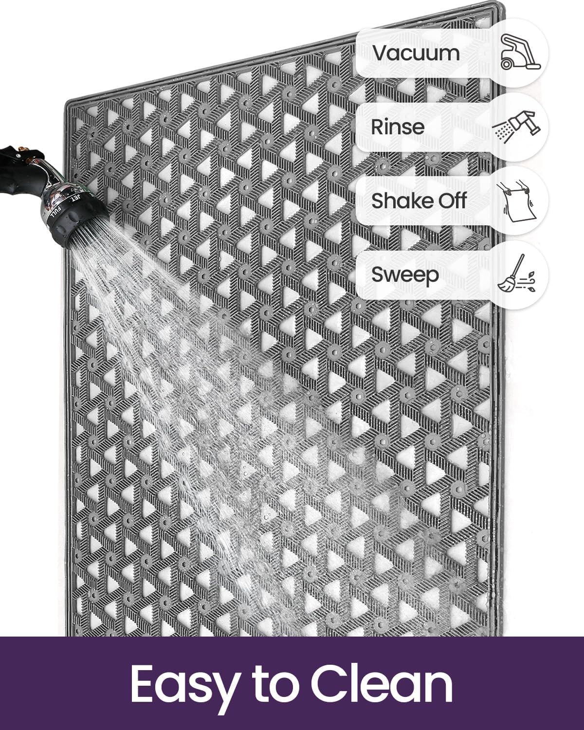 DEXI Front Door Mat Outside Entrance Rubber 32x48, Welcome Floor Doormat Heavy Duty Non Slip, Dirt Trapper Waterproof Exterior Entry Mats All Weather for Patio Entryway Drainage, Grey
