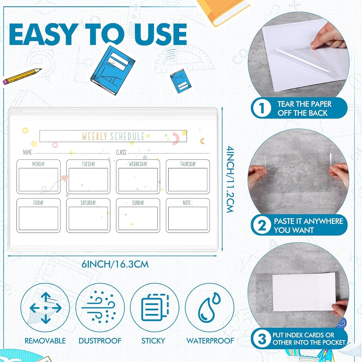 Outus Self Adhesive Shop Ticket Holders Clear Plastic Sleeves Adhesive Pockets Work Order Job Ticket Holders for Home Office Posting Signs(6 x 4 Inch,120 Pcs)