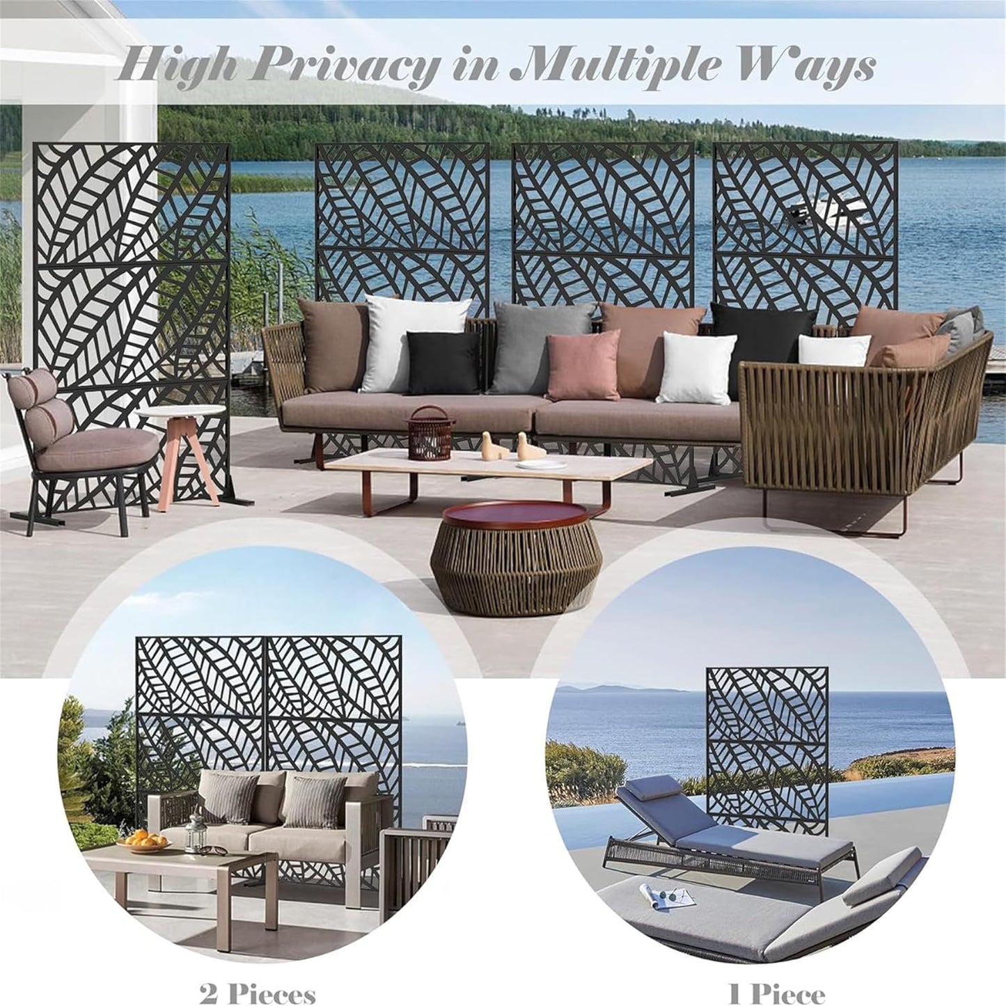 NicBex Room Divider 1 Panel Room Dividers with Leaf Pattern Design Partition Room Dividers and Metal Privacy Screens Wall Divider for Outdoor, Room Separation,48.31" W x 15.75" D x 70.75" H, Black - Lumora Desk