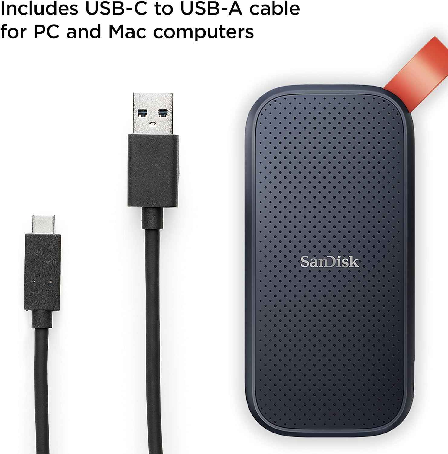 SANDISK 2TB Portable SSD - Up to 800MB/s, USB-C, USB 3.2 Gen 2, Updated Firmware - External Solid State Drive - SDSSDE30-2T00-G26