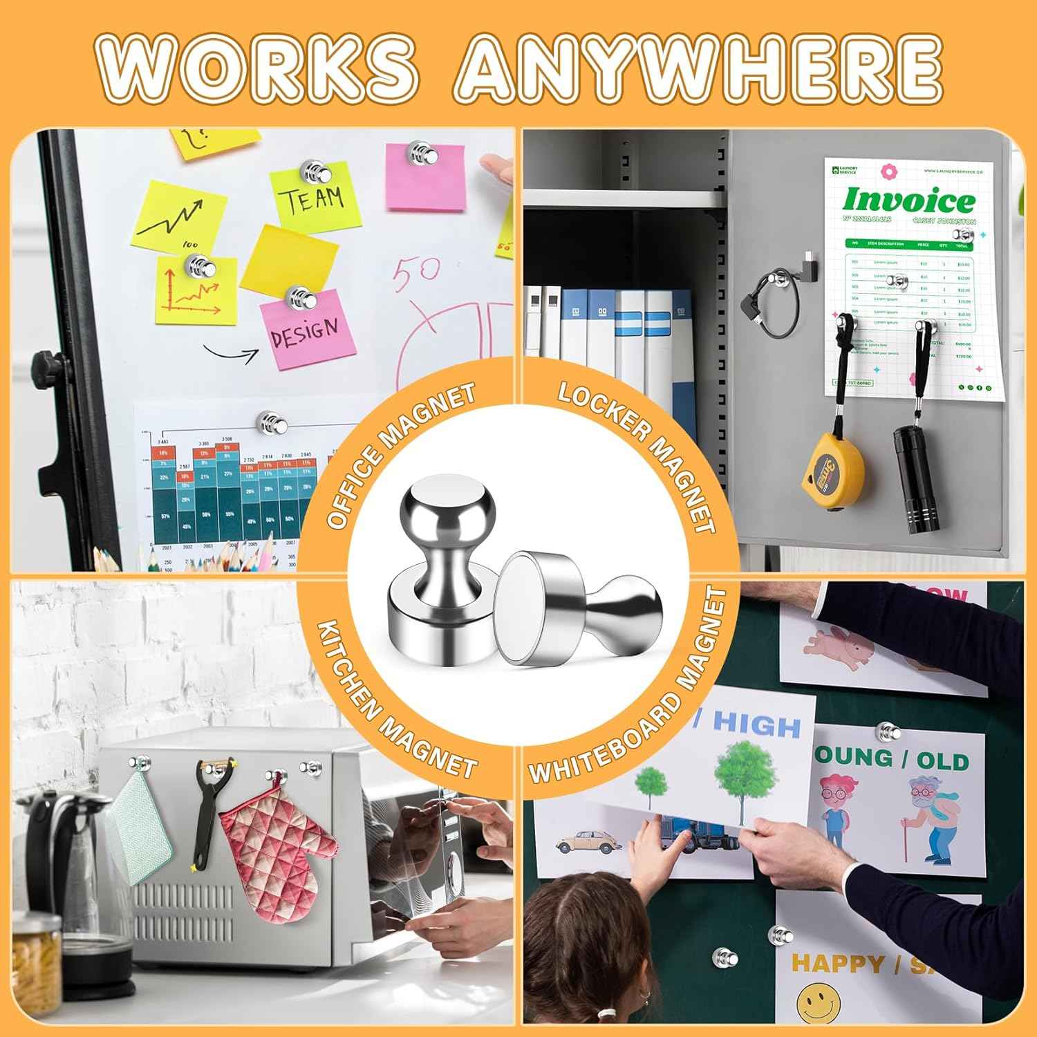 12Pcs Strong Magnets for Whiteboard, Fridge Magnets Adults, Refrigerator Magnets, Magnet Fridge, Small Strong Magnets for Kitchen, Office, Classroom, Locker