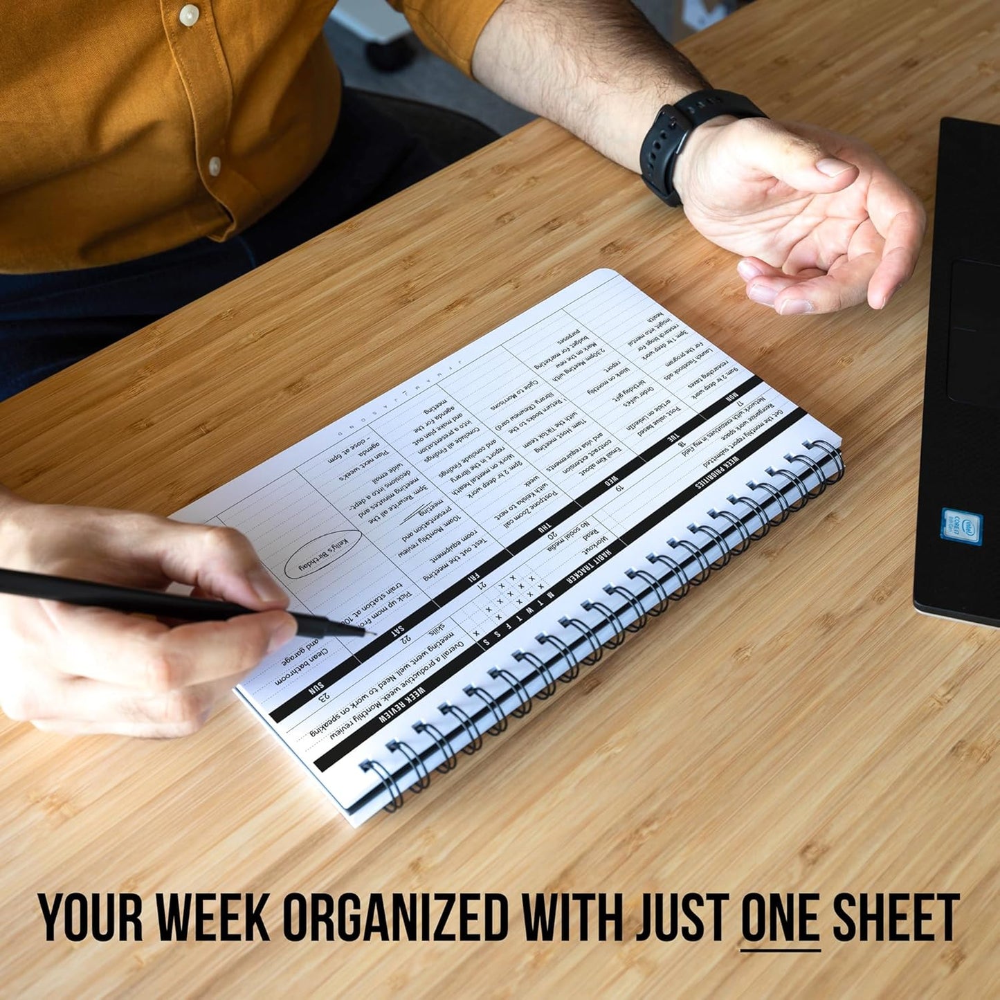 Undated Weekly Planner 2025 | Daily Agenda To Do List Notepad Day Planner Notebook | Monthly School Task, Work Schedule Planners | Yearly Horizontal Calendar Spiral Desk Organizer | Habit Tracker