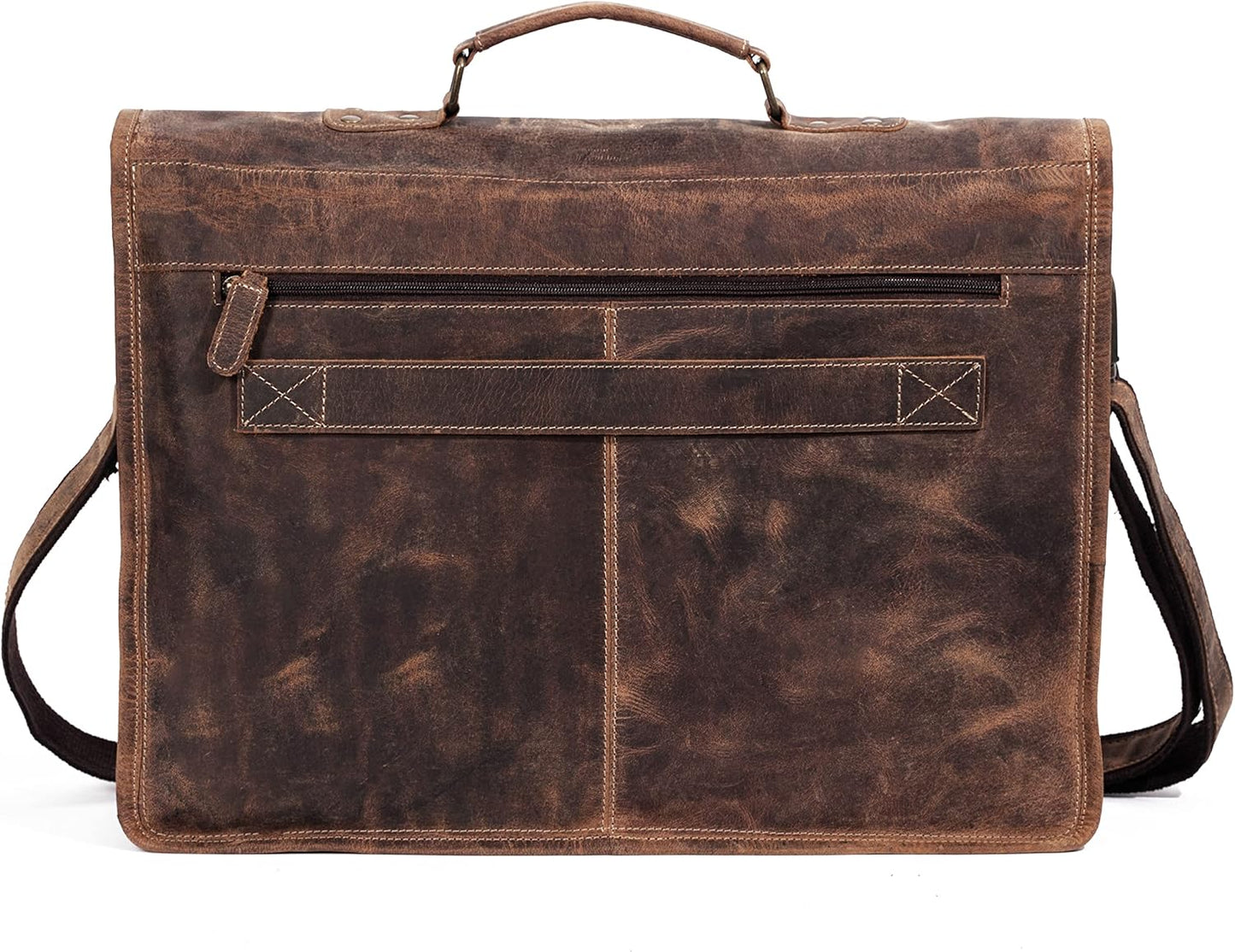 Leather briefcase 18 inch laptop messenger bag for men and women best satchel office bag